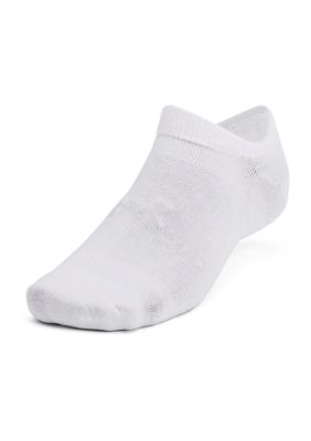 Under Armour Women's Unisex UA Essential 6-Pack No-Show Socks, White, Small