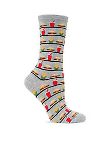 Hot Sox® Hamburger and Fries Crew Socks - Single Pair | belk
