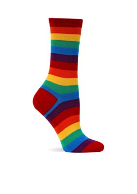 Hot Sox Women's Bold Stripe Crew Socks, Red, 9 - 11 -  0047852044660