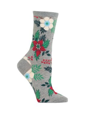 Hot Sox® Christmas Poinsettia Floral Crew Socks | belk