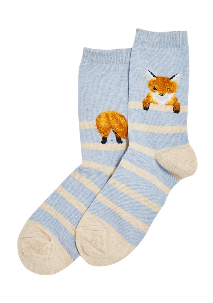 Womens Fuzzy Fox Crew Socks 