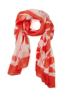 BCBG Generation Women's Collage Floral Printed Wrap Scarf, Red