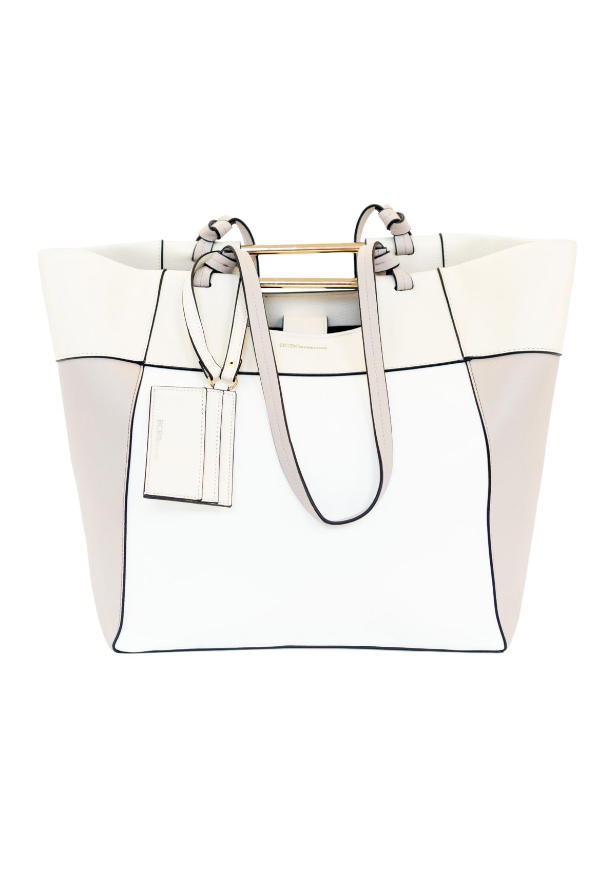 Color Blocked Double Handle Tote Bag