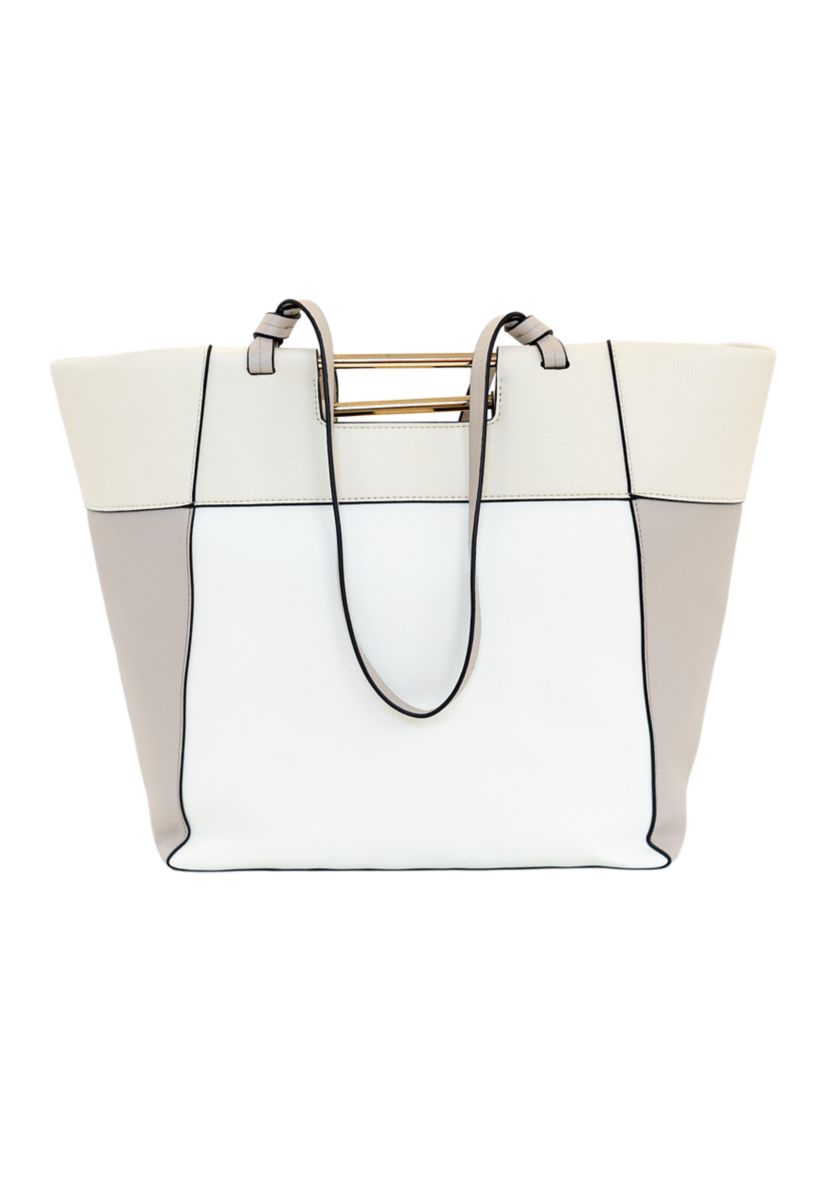 Color Blocked Double Handle Tote Bag