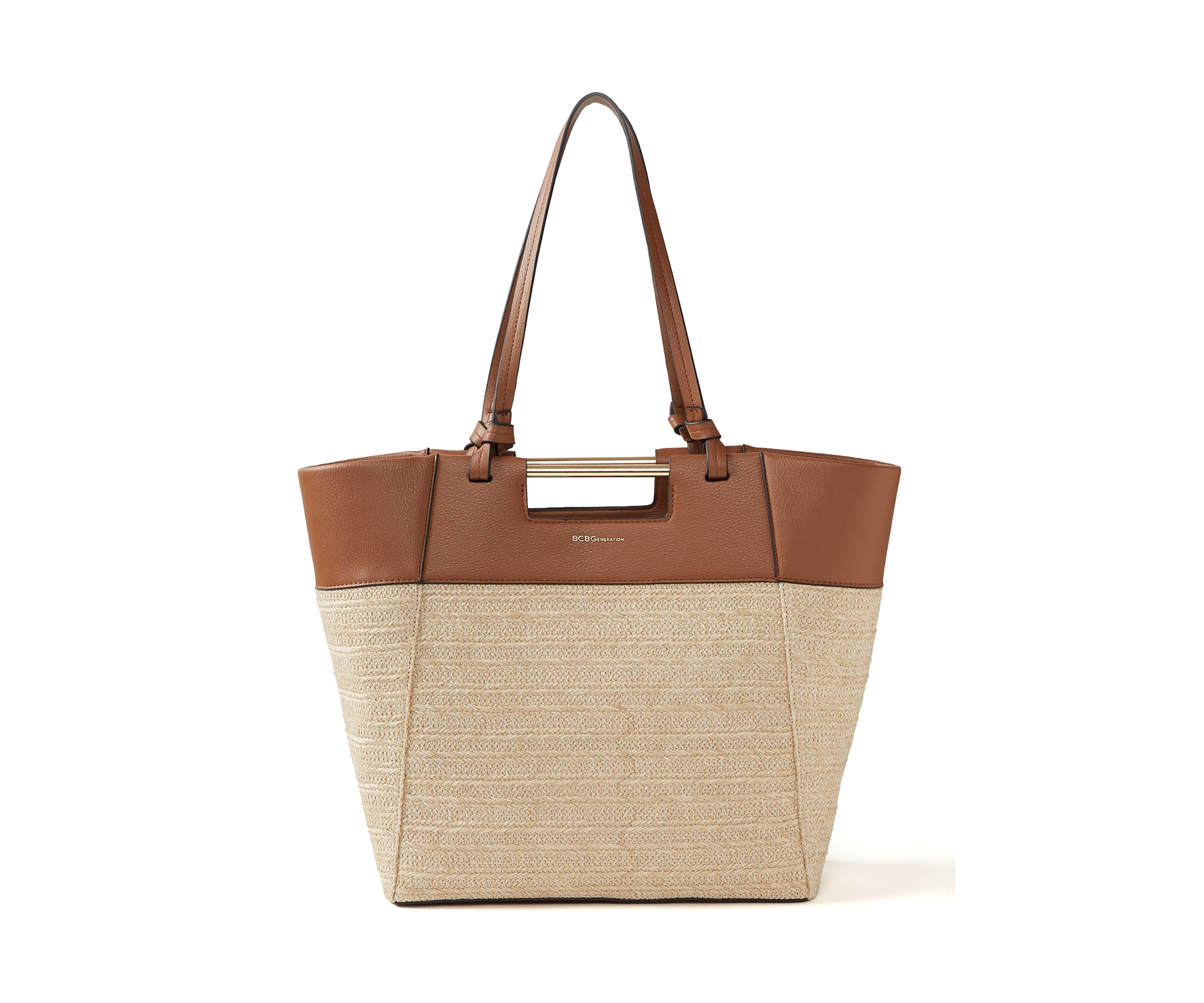 Double Handle Tote with Metal Bar