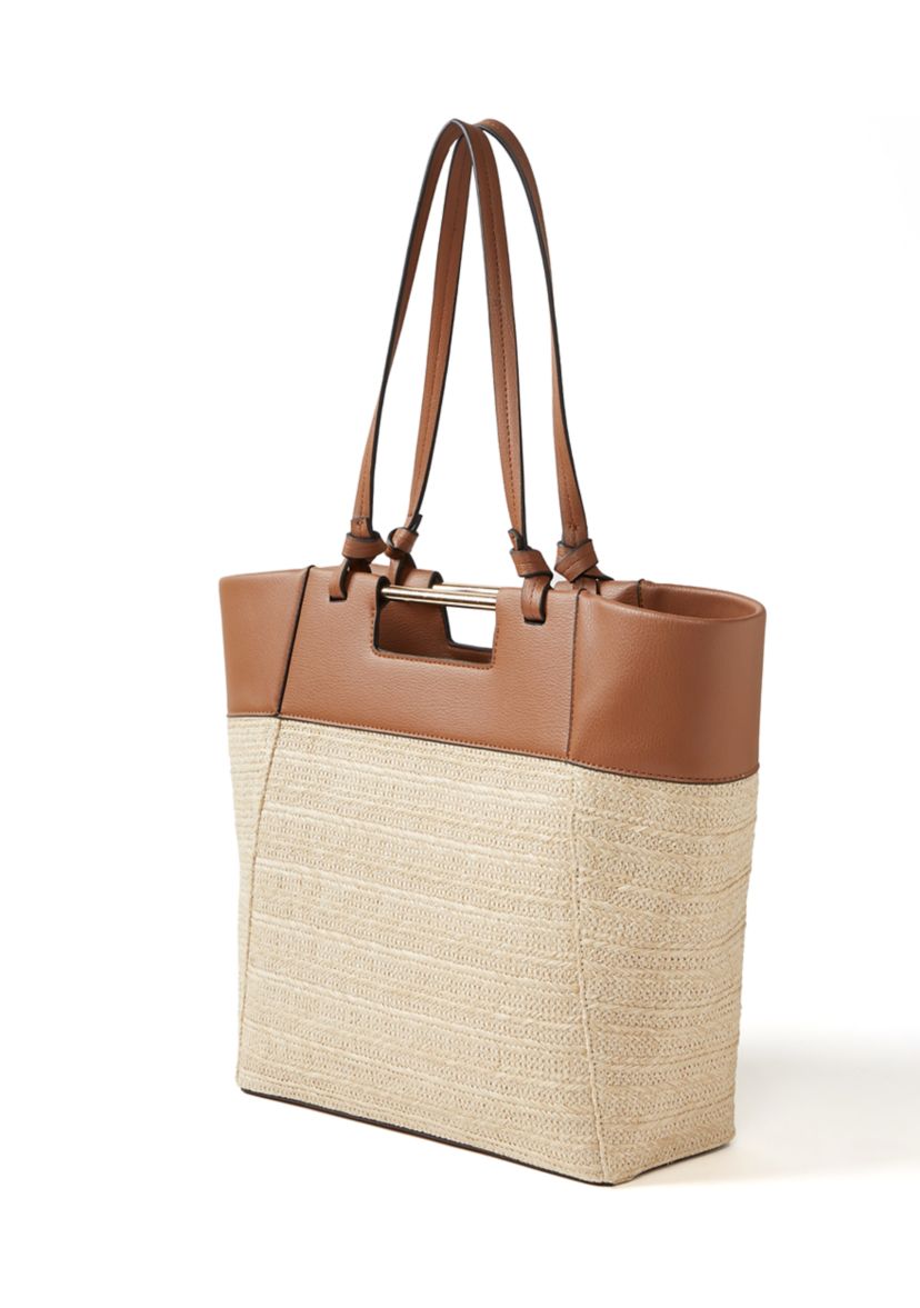 Double Handle Tote with Metal Bar