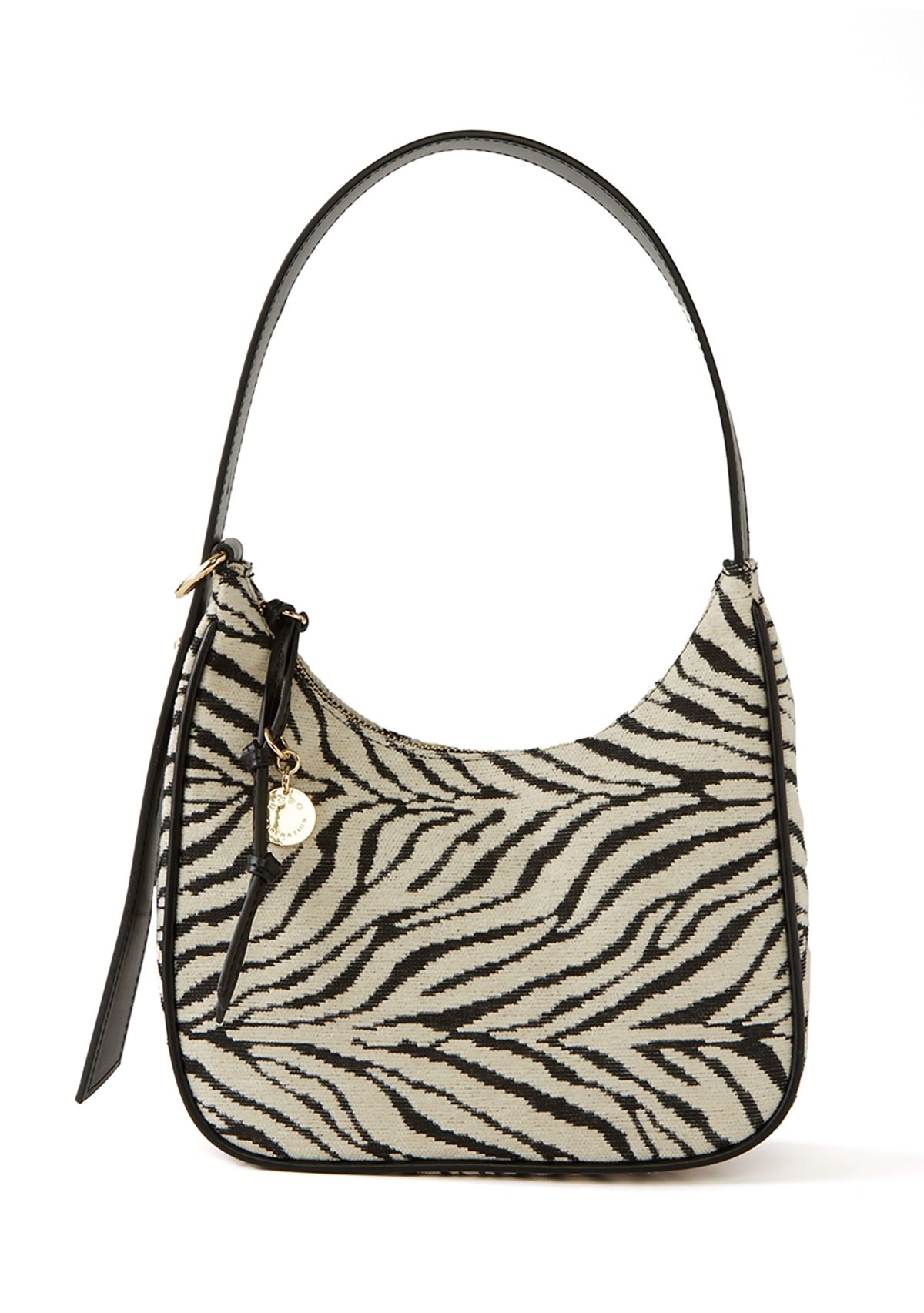 Zebra Canvas Shoulder Bag with Charms