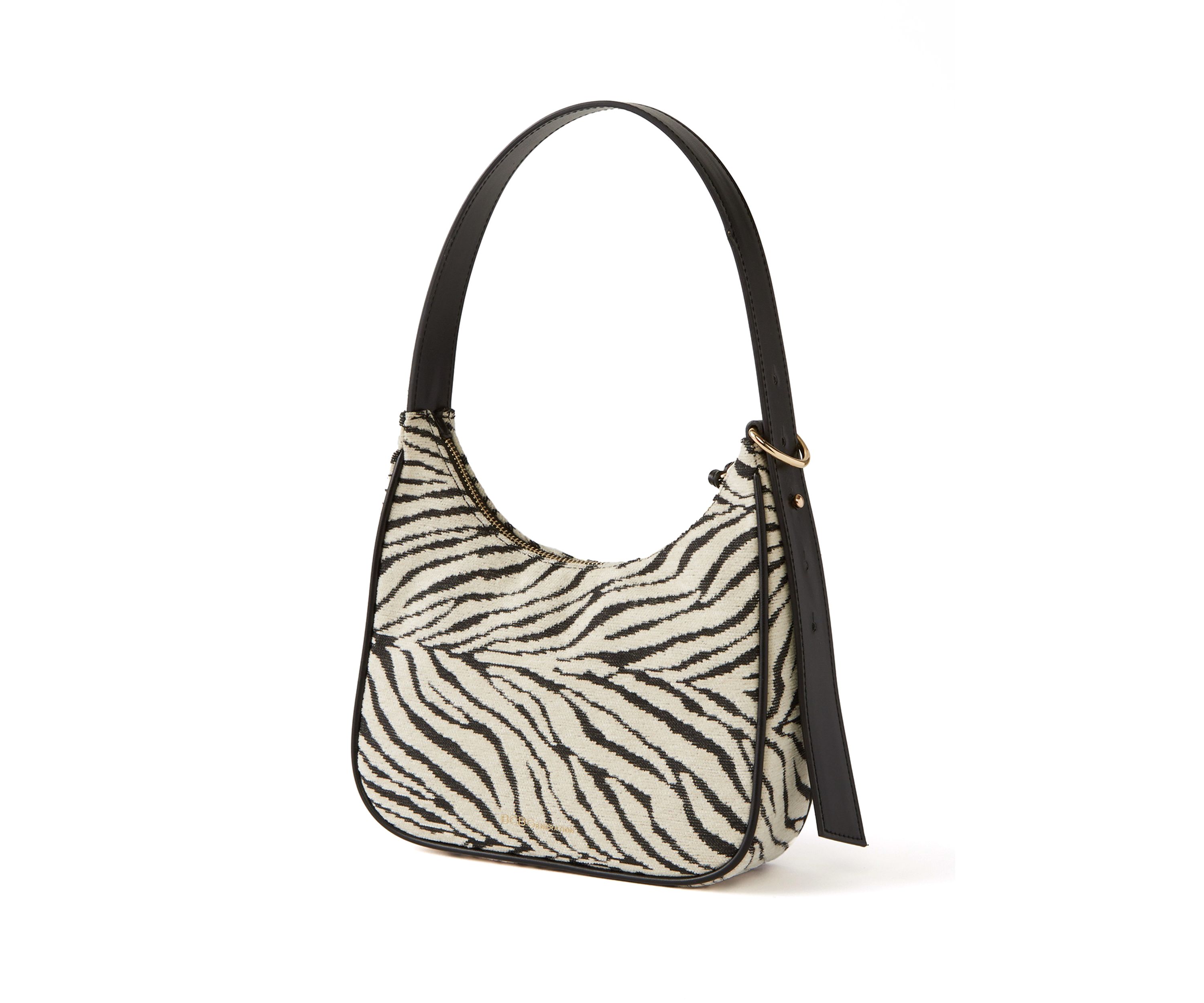 Zebra Canvas Shoulder Bag with Charms