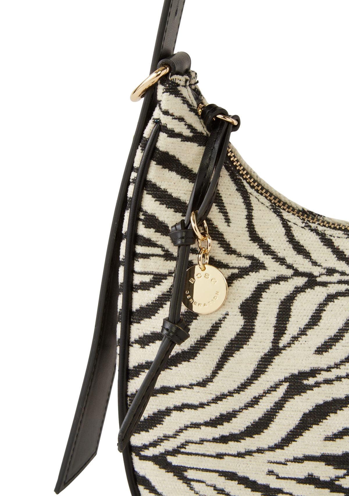 Zebra Canvas Shoulder Bag with Charms