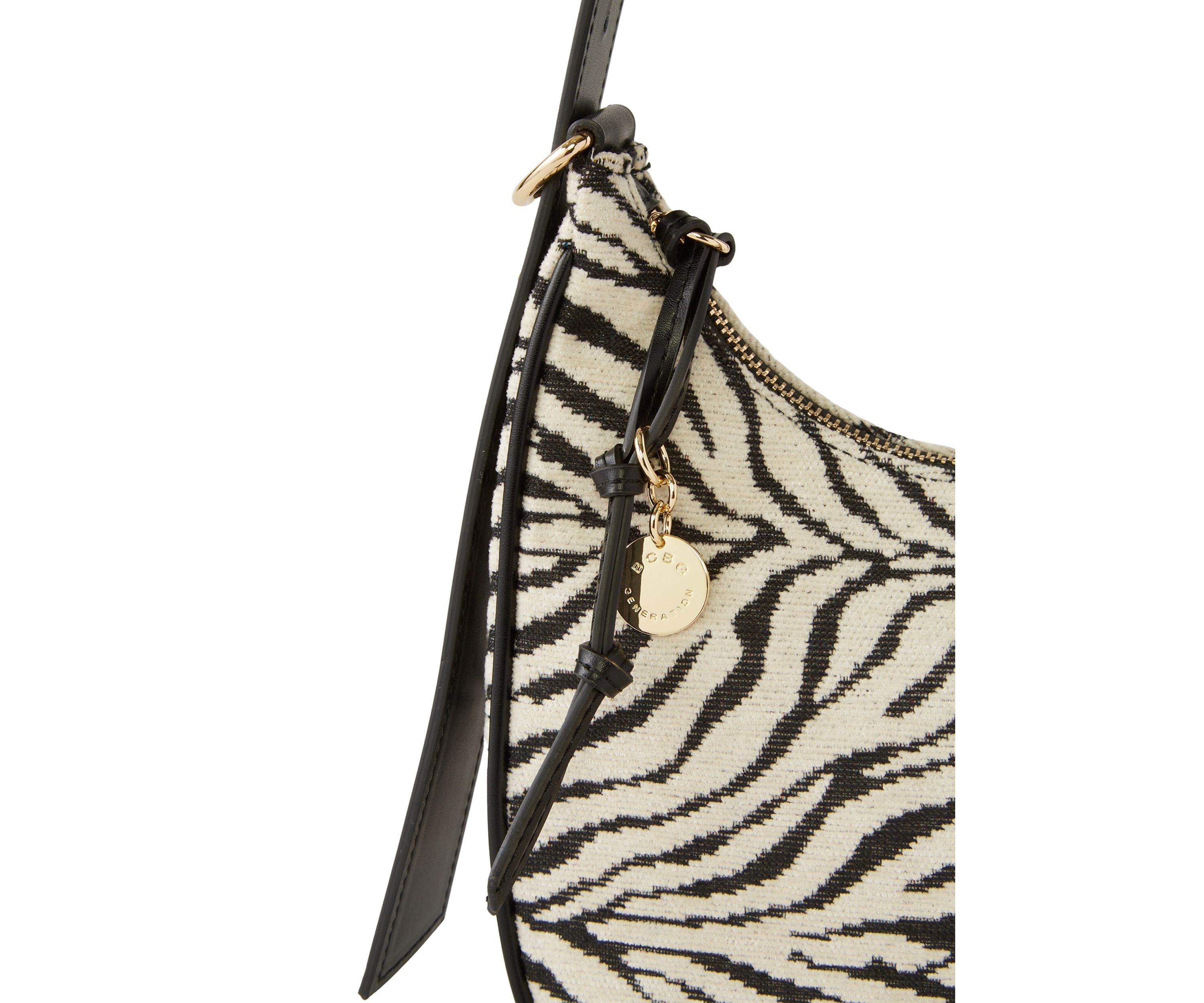 Zebra Canvas Shoulder Bag with Charms