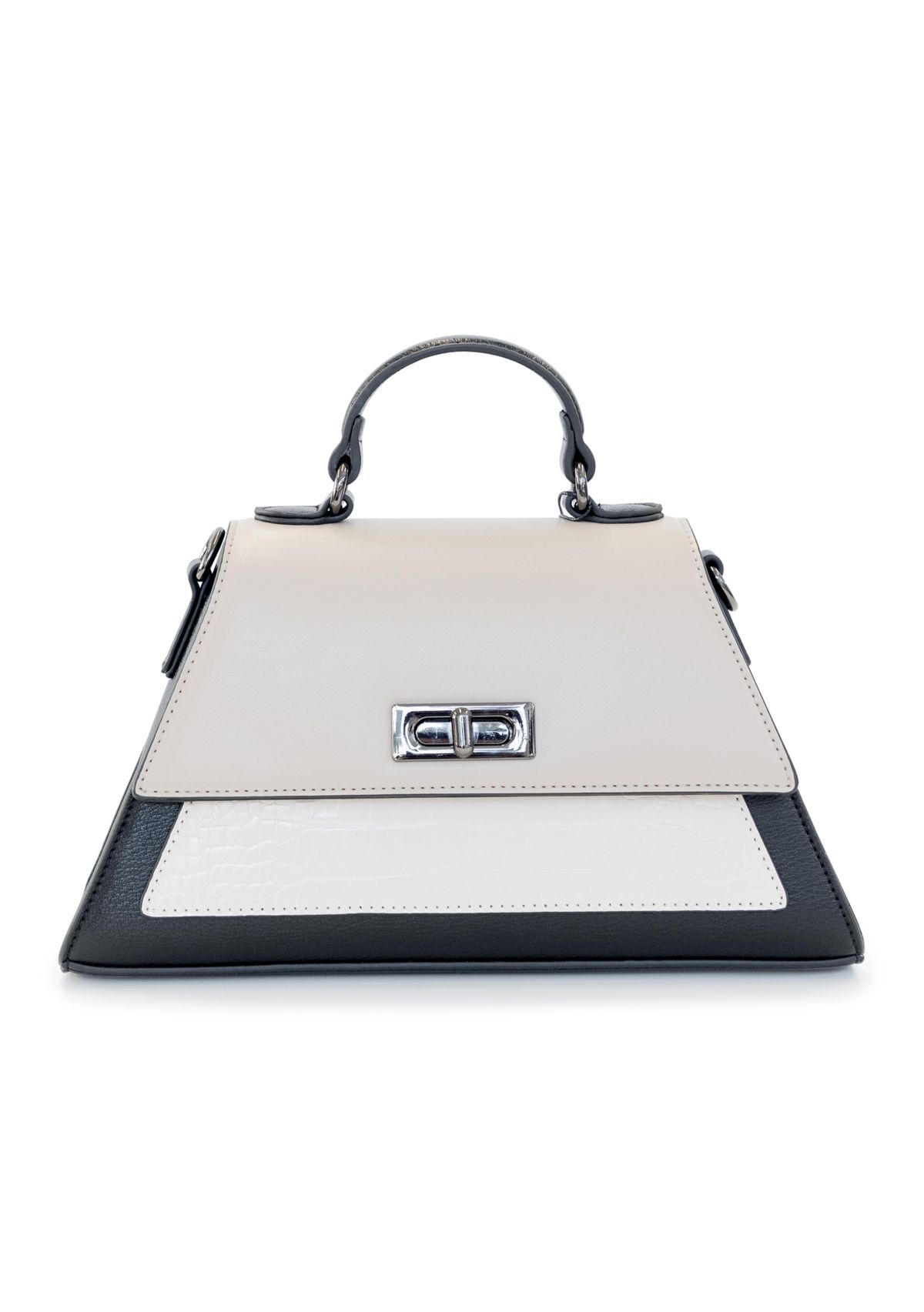 Top Handle Color Blocked Crocodile Crossbody Bag