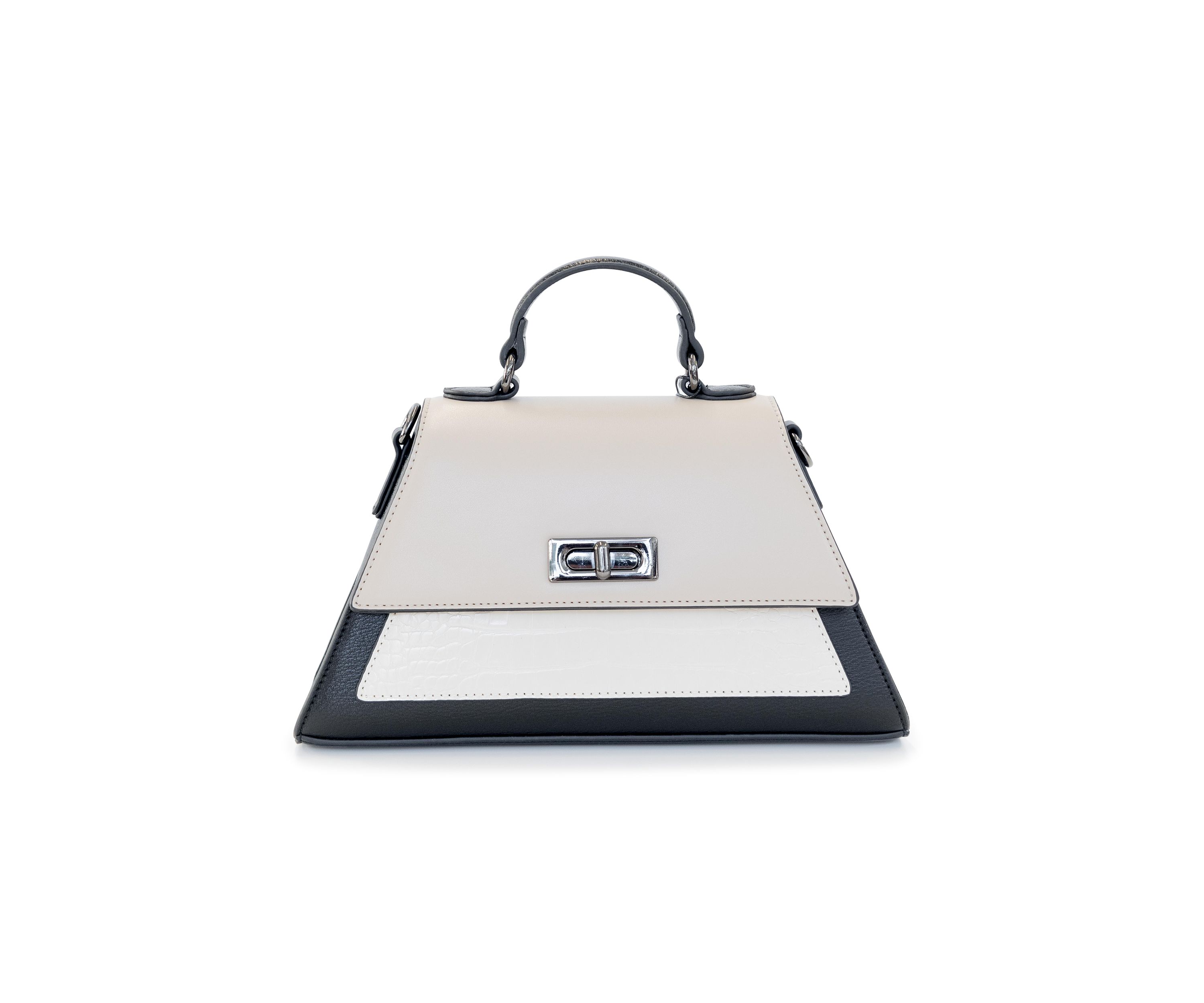 Top Handle Color Blocked Crocodile Crossbody Bag