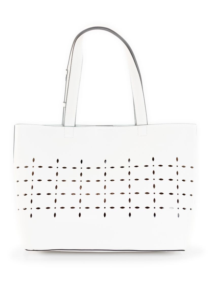 Laser Cut Tote with Straw Clutch