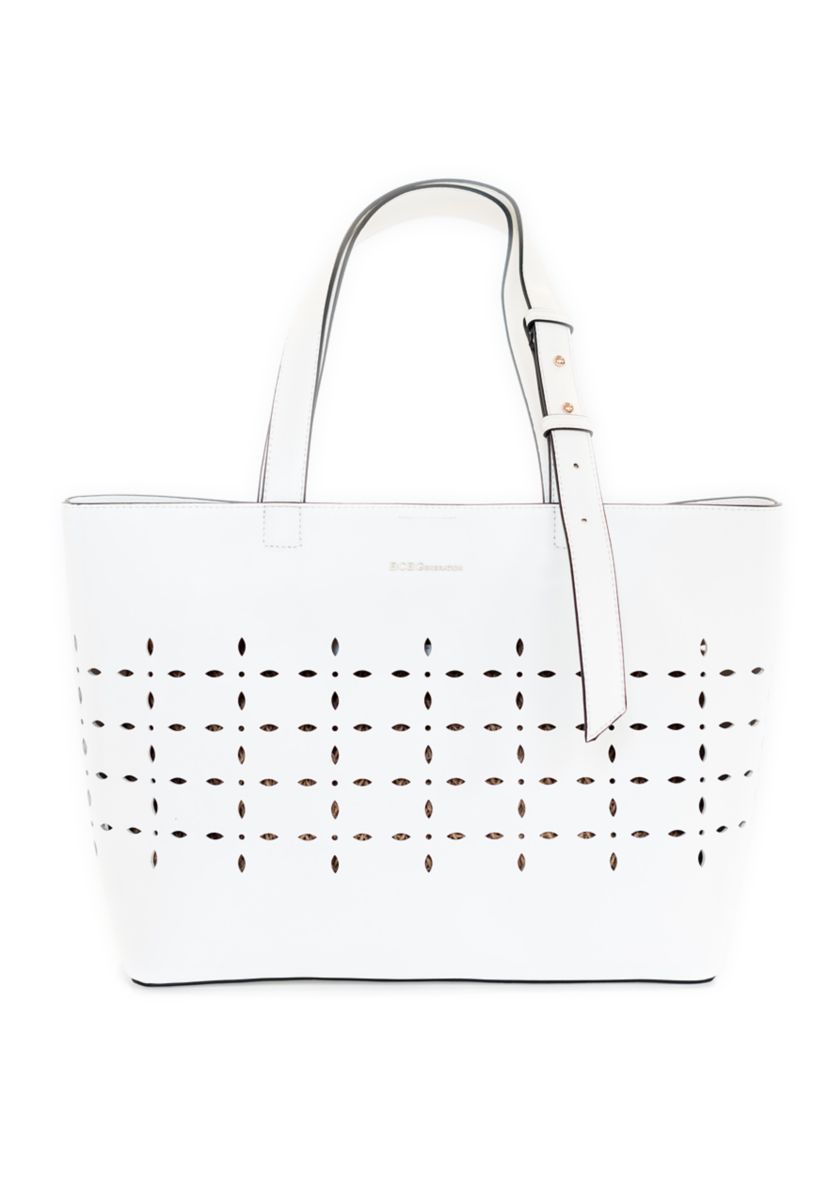 Laser Cut Tote with Straw Clutch