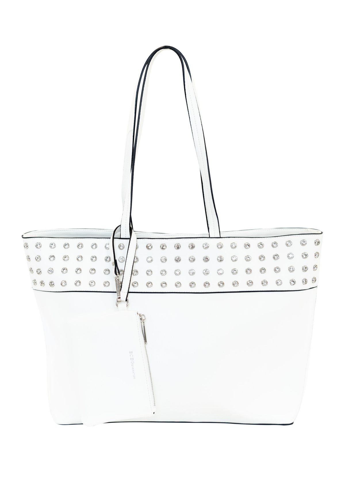 Rhinestone Studded Trim Tote Bag
