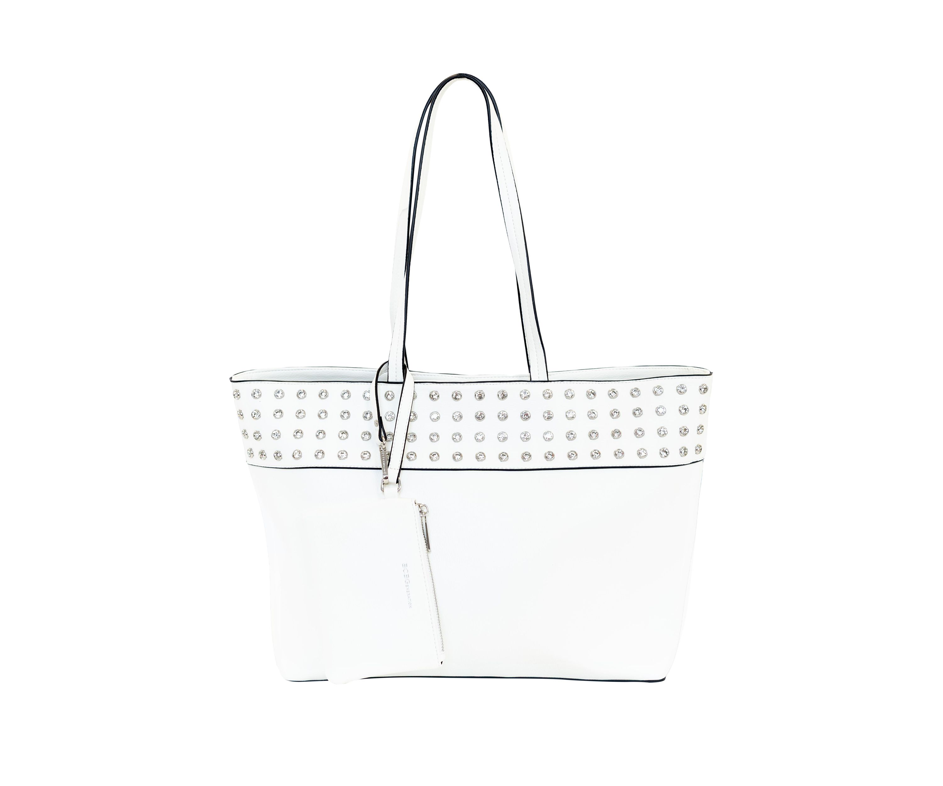 Rhinestone Studded Trim Tote Bag