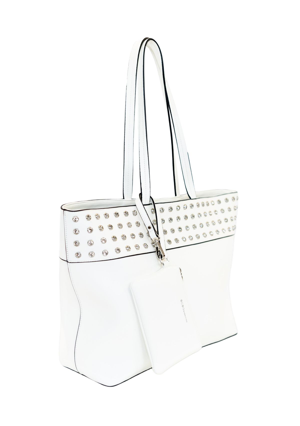 Rhinestone Studded Trim Tote Bag