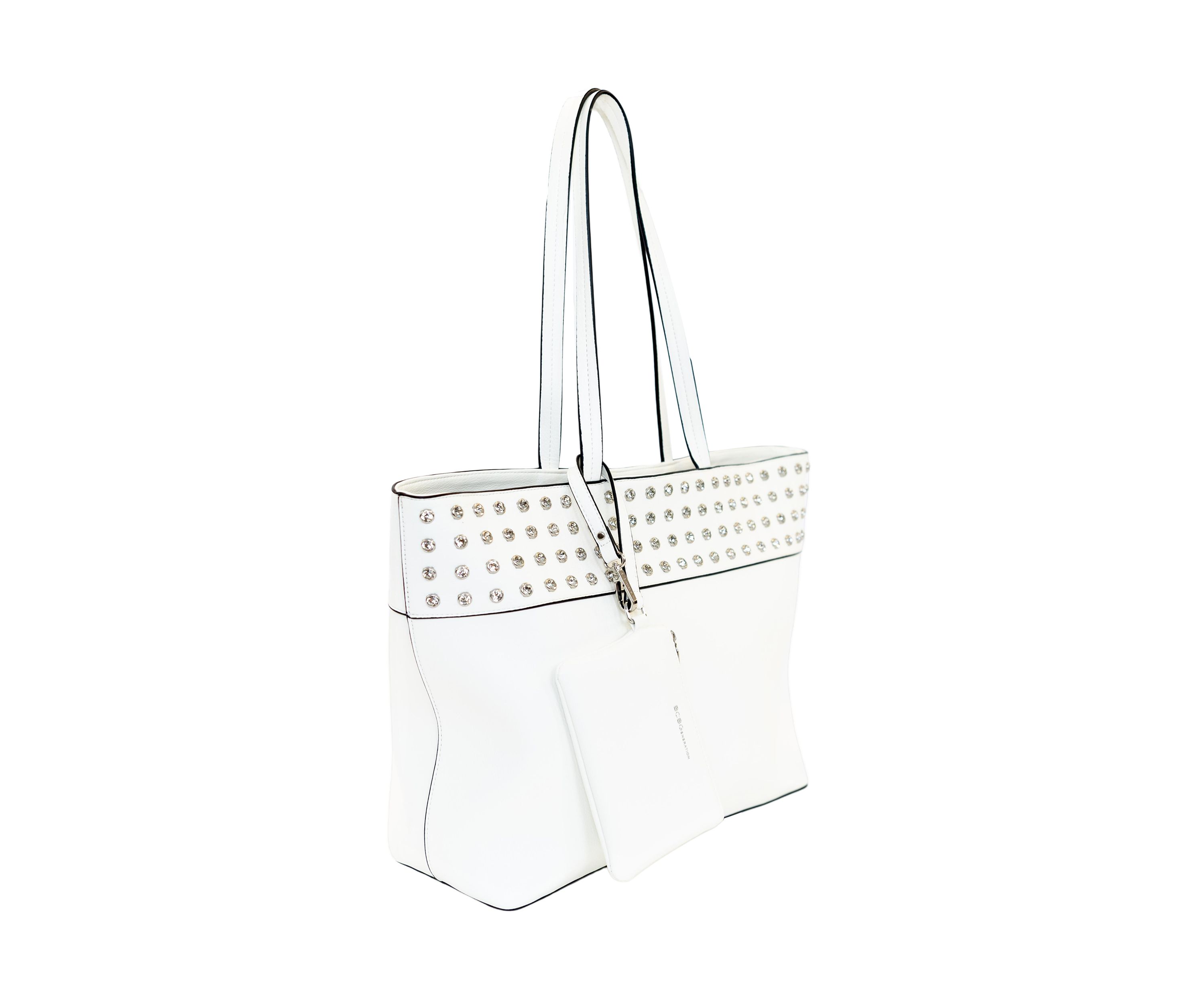 Rhinestone Studded Trim Tote Bag