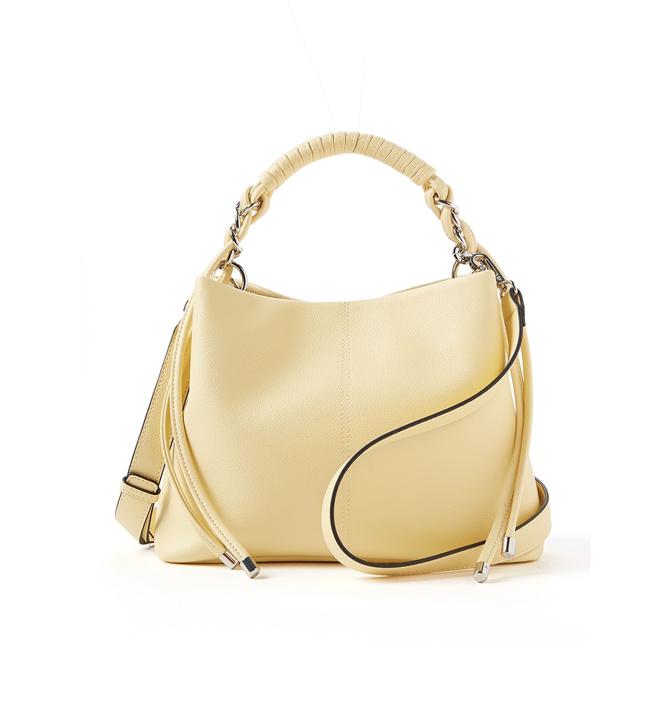 Woven Chain Top Handle Bucket Bag