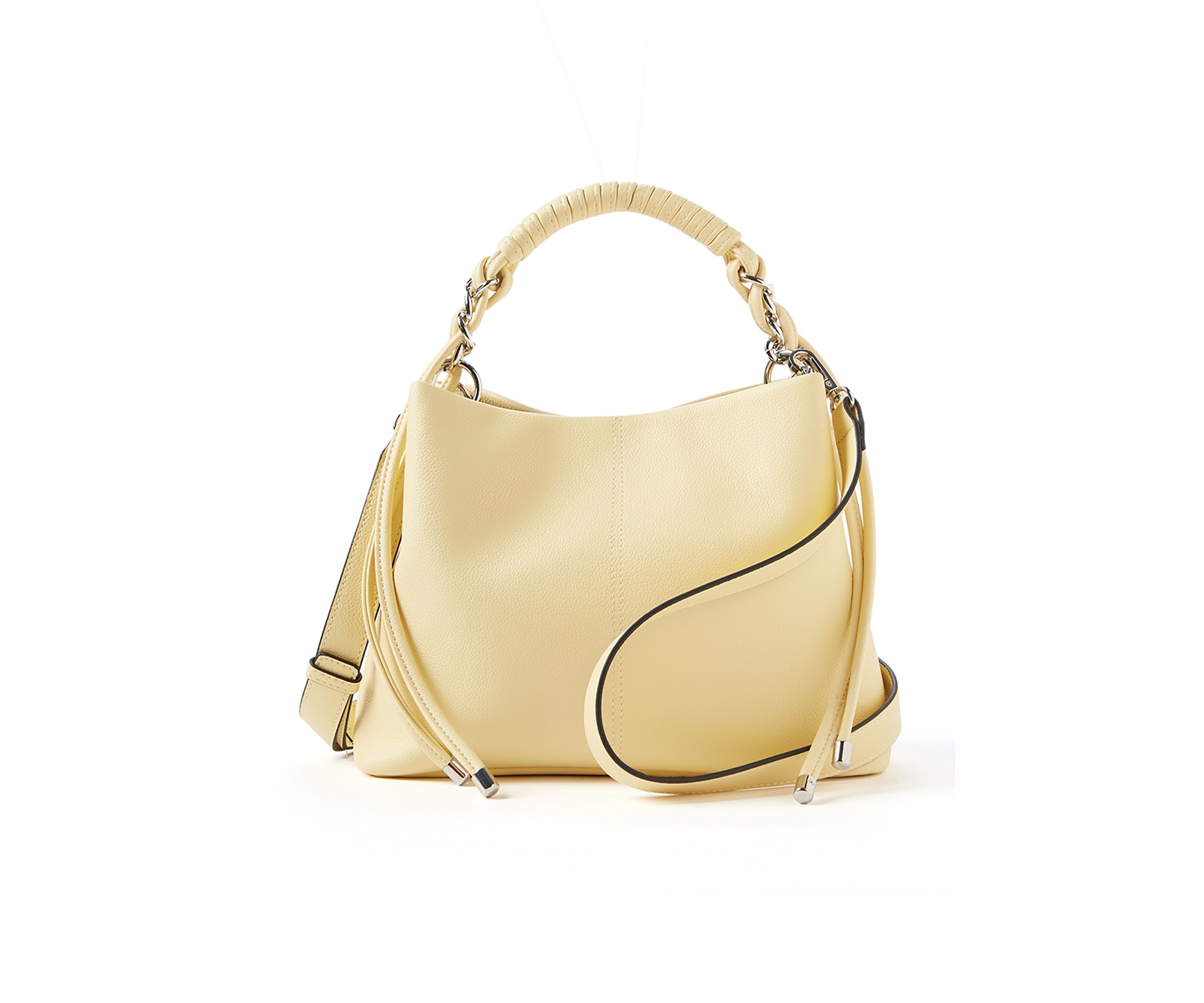 Woven Chain Top Handle Bucket Bag