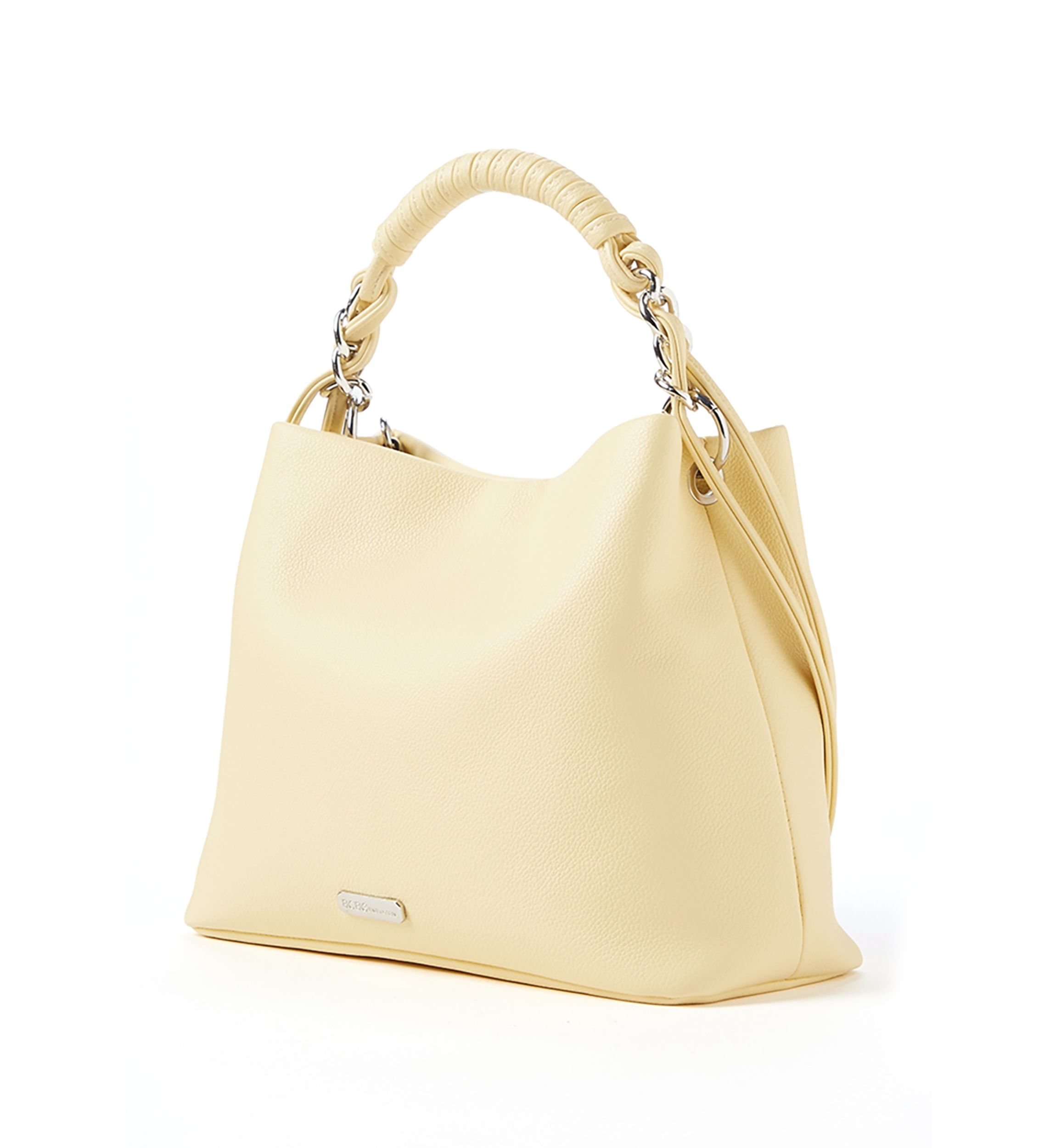 Woven Chain Top Handle Bucket Bag