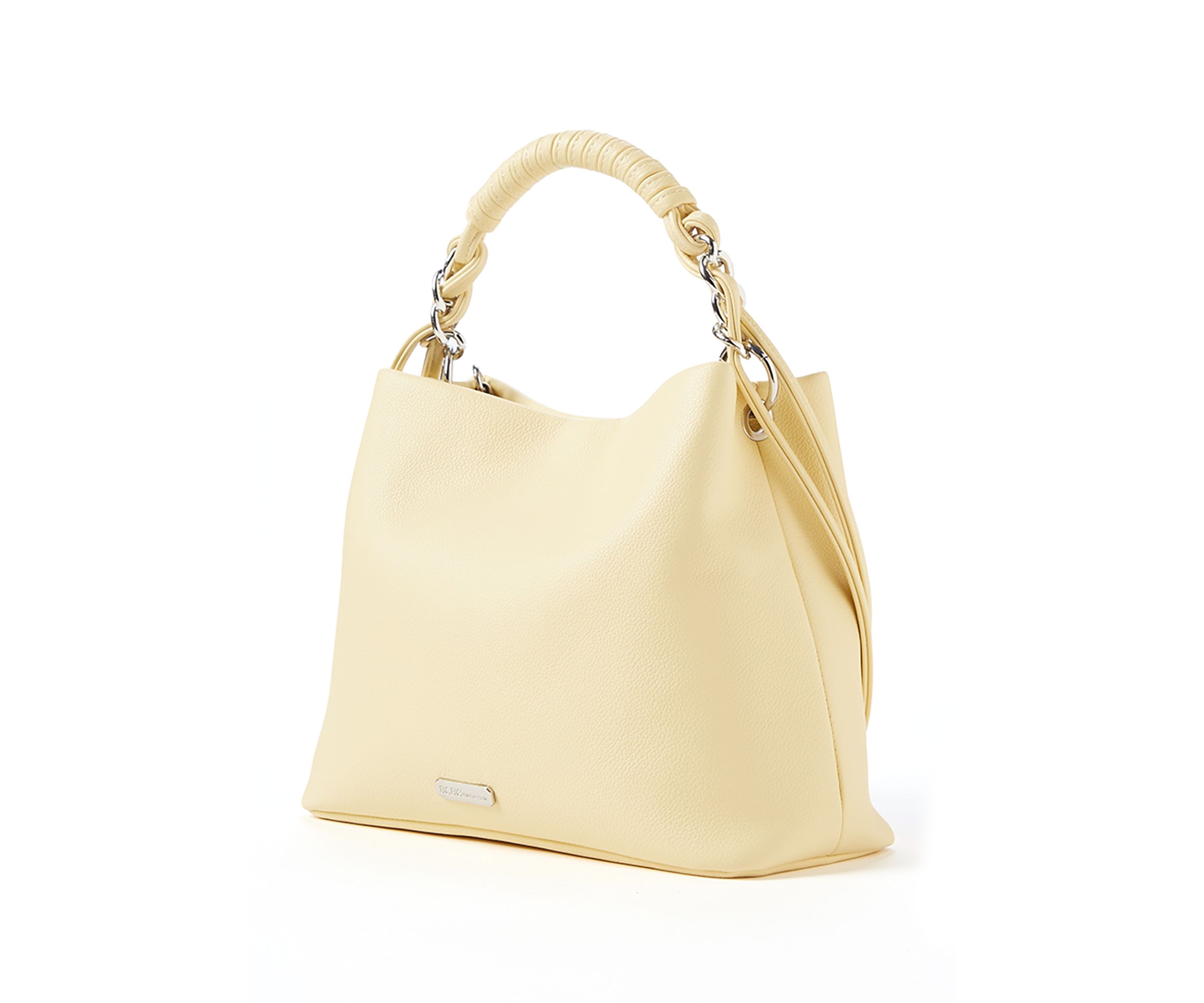 Woven Chain Top Handle Bucket Bag