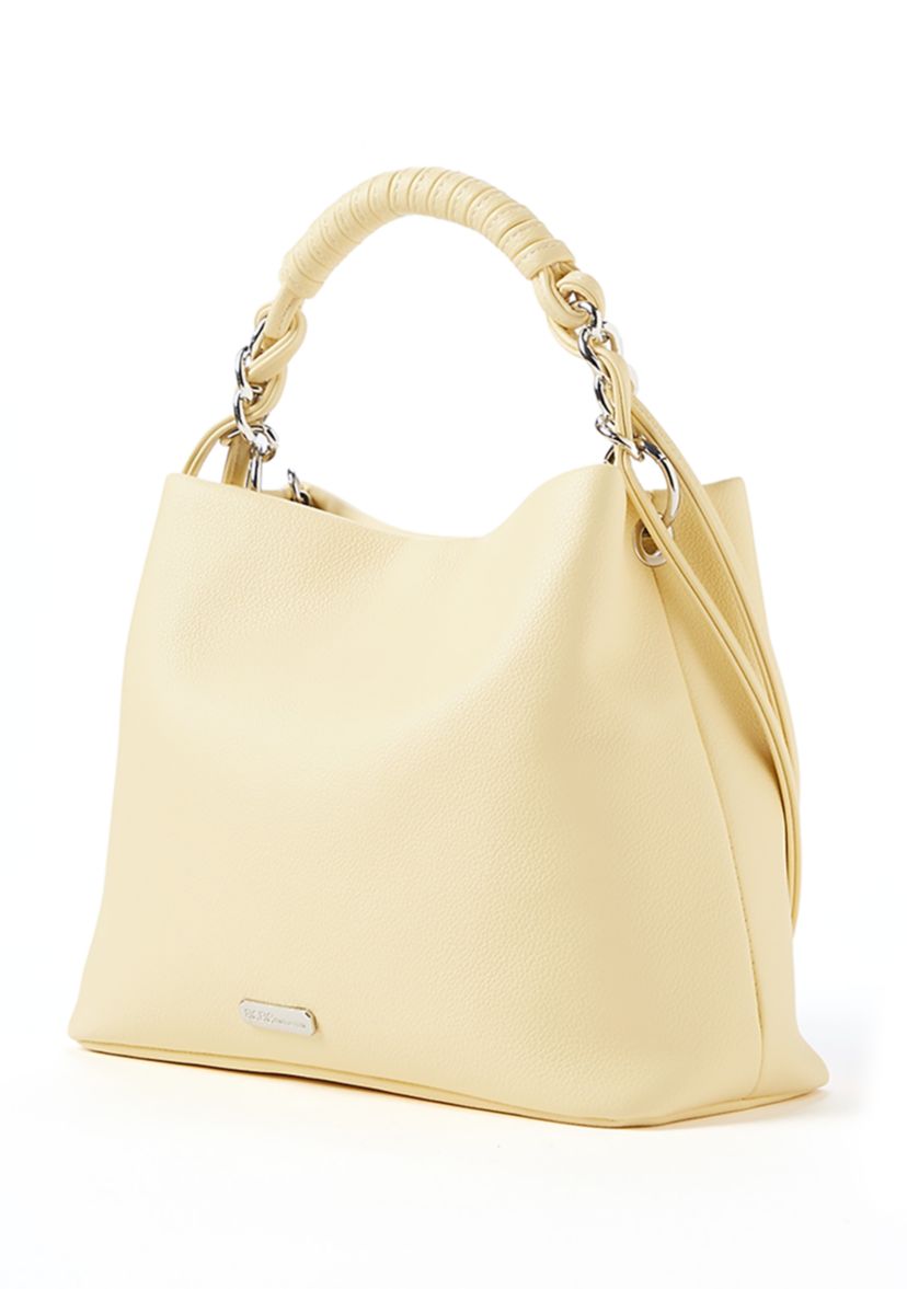 Woven Chain Top Handle Bucket Bag