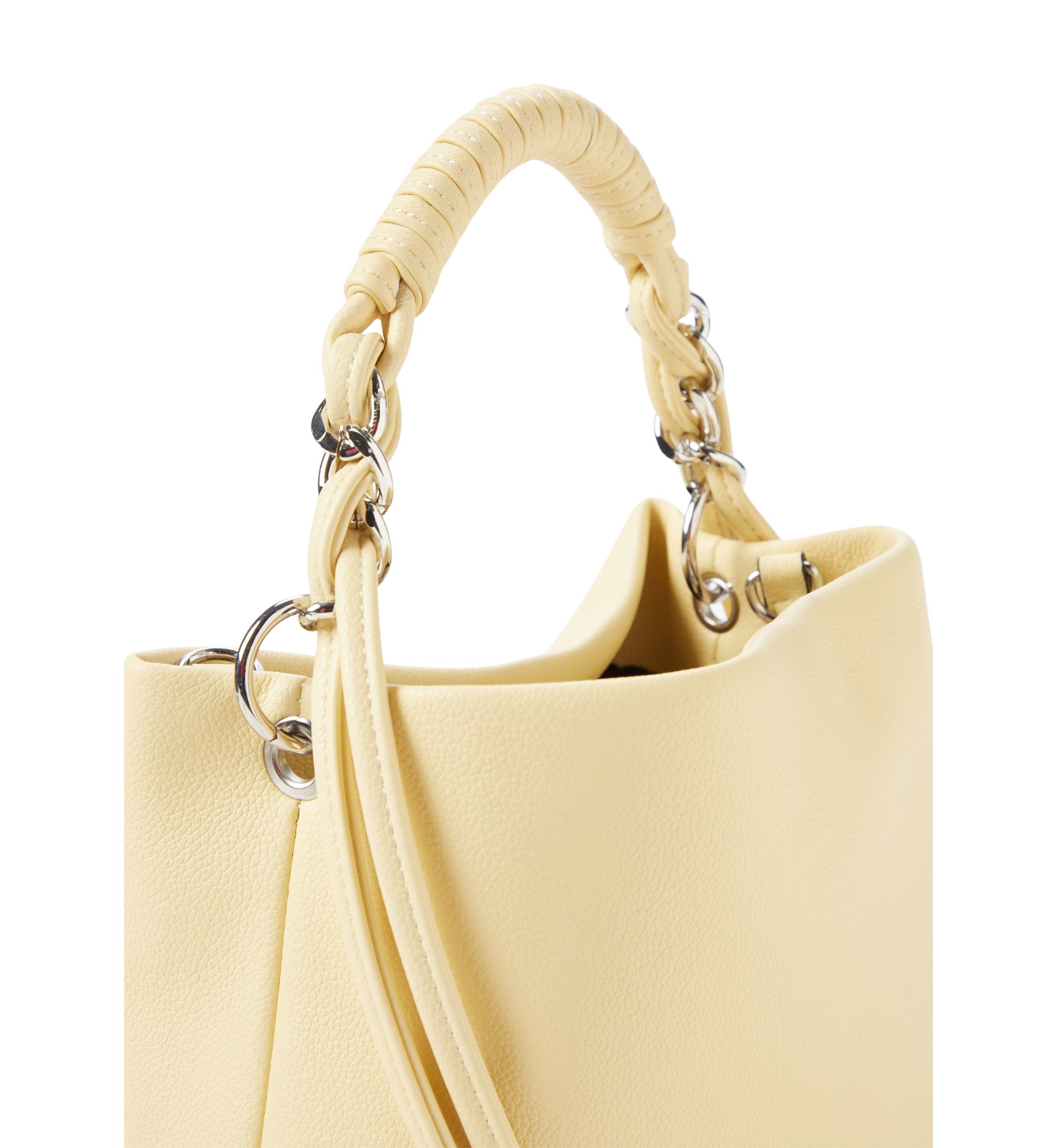 Woven Chain Top Handle Bucket Bag