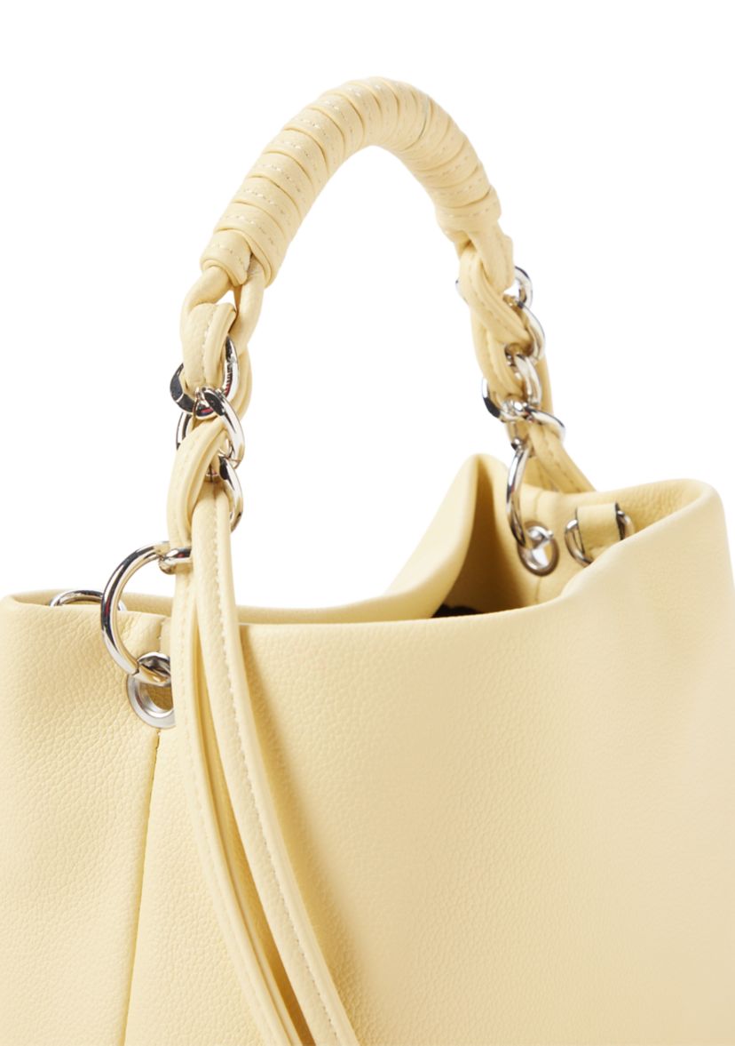 Woven Chain Top Handle Bucket Bag