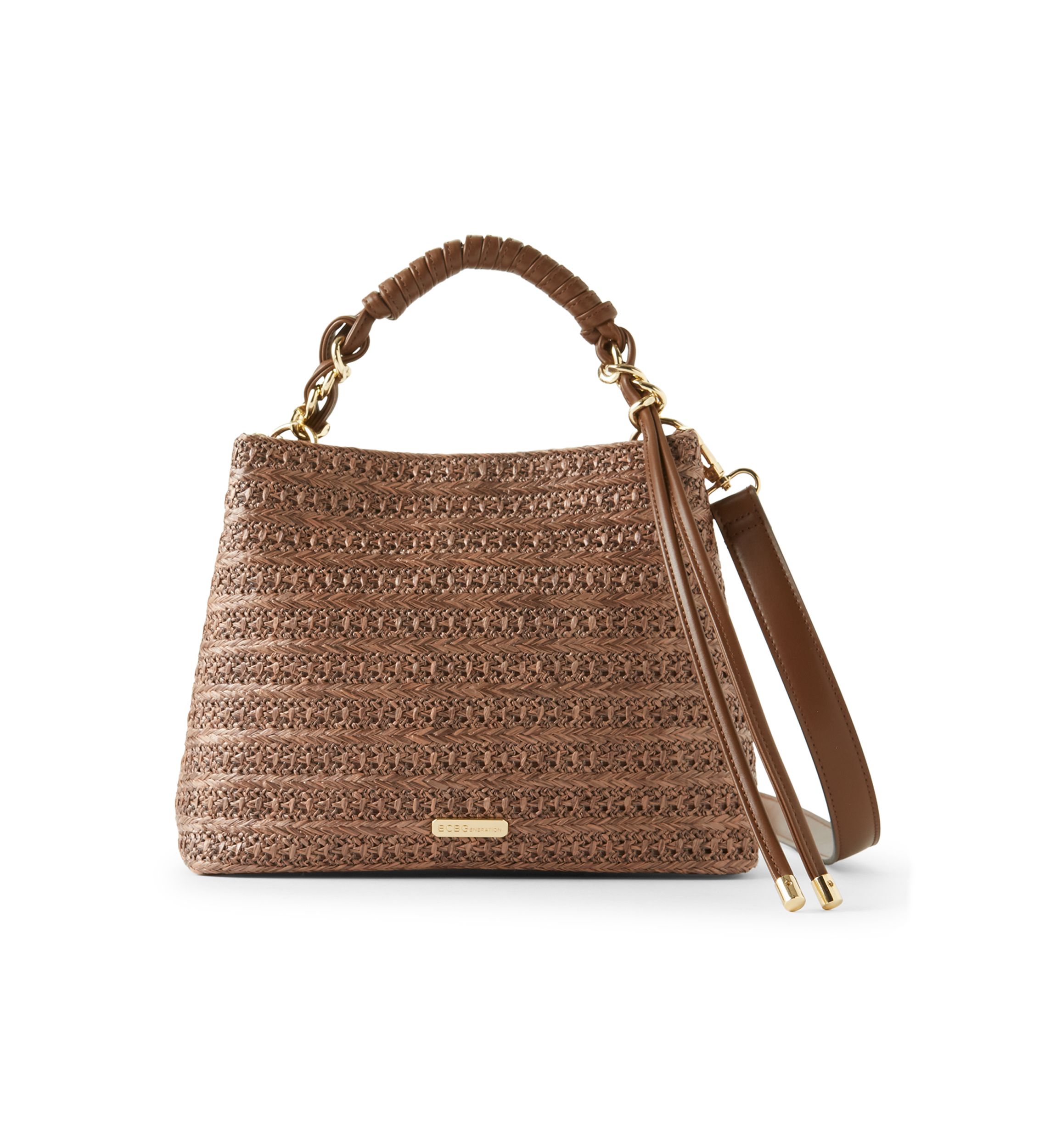 BCBGeneration Straw Satchel with Woven Chain Handle | Belk