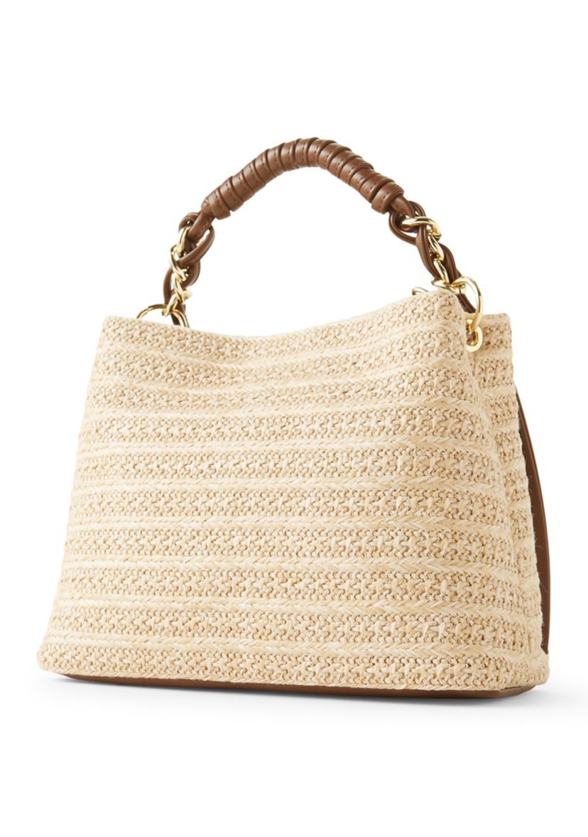 BCBGeneration Straw Satchel with Woven Chain Handle | Belk
