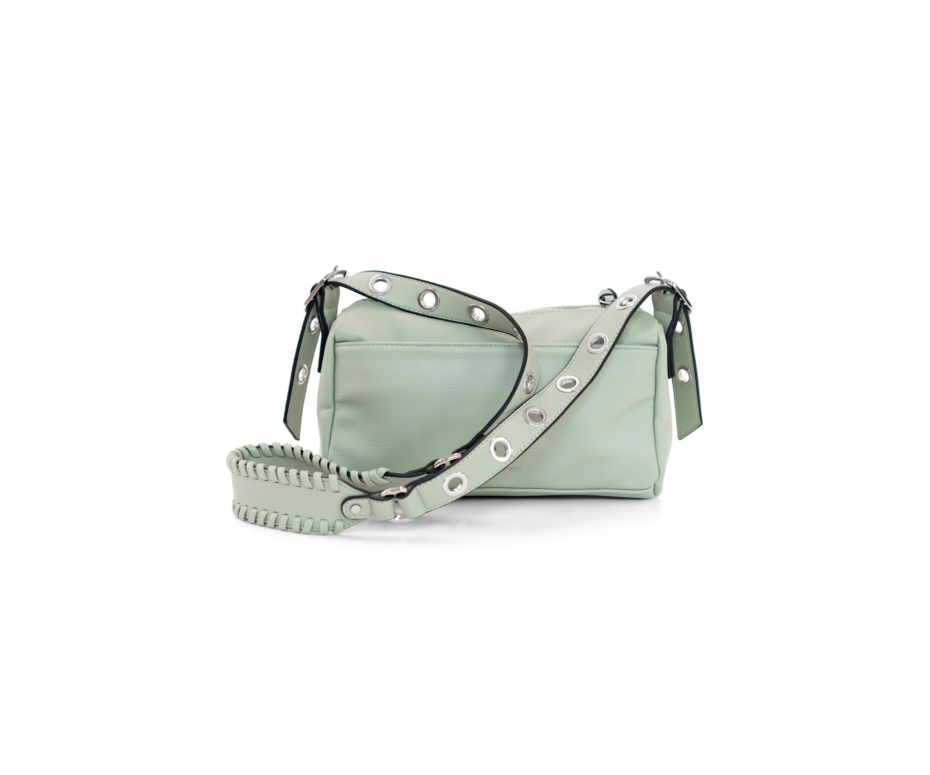 Boxy Shoulder Bag with Whipstitched Buckle Strap
