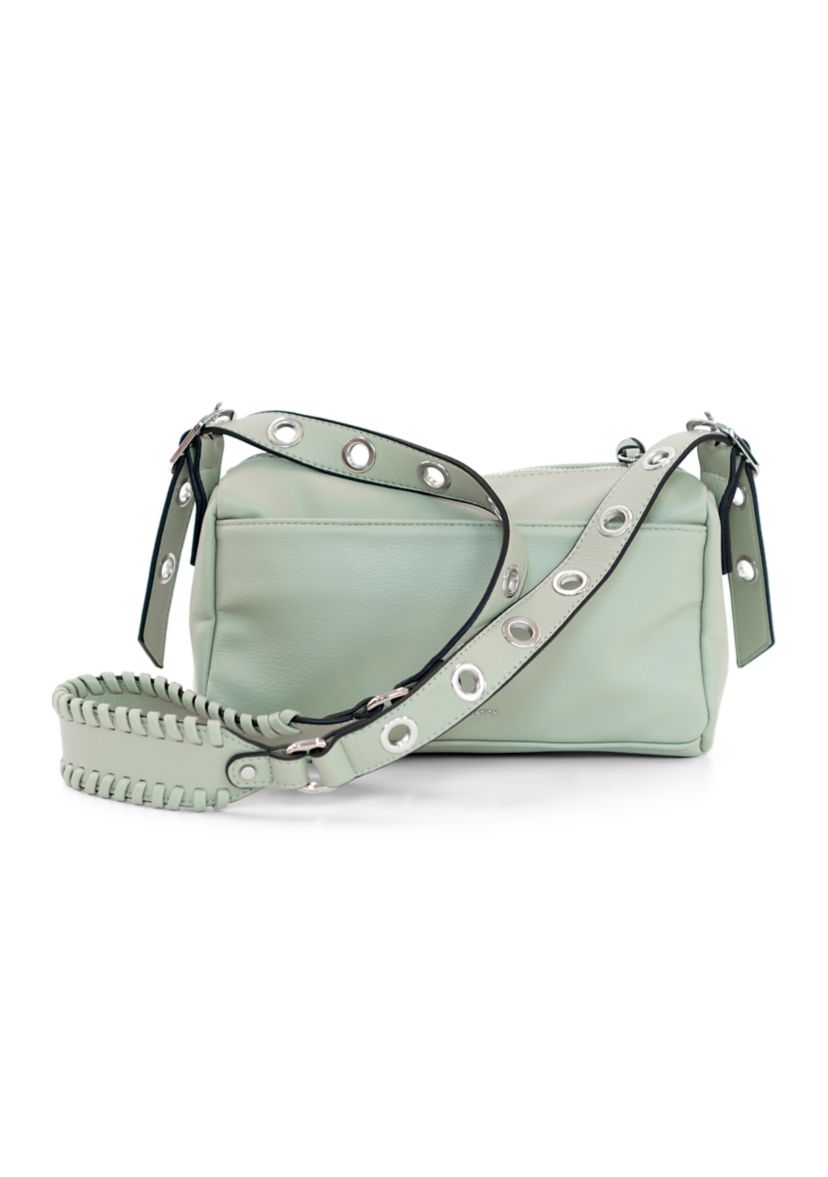 Boxy Shoulder Bag with Whipstitched Buckle Strap