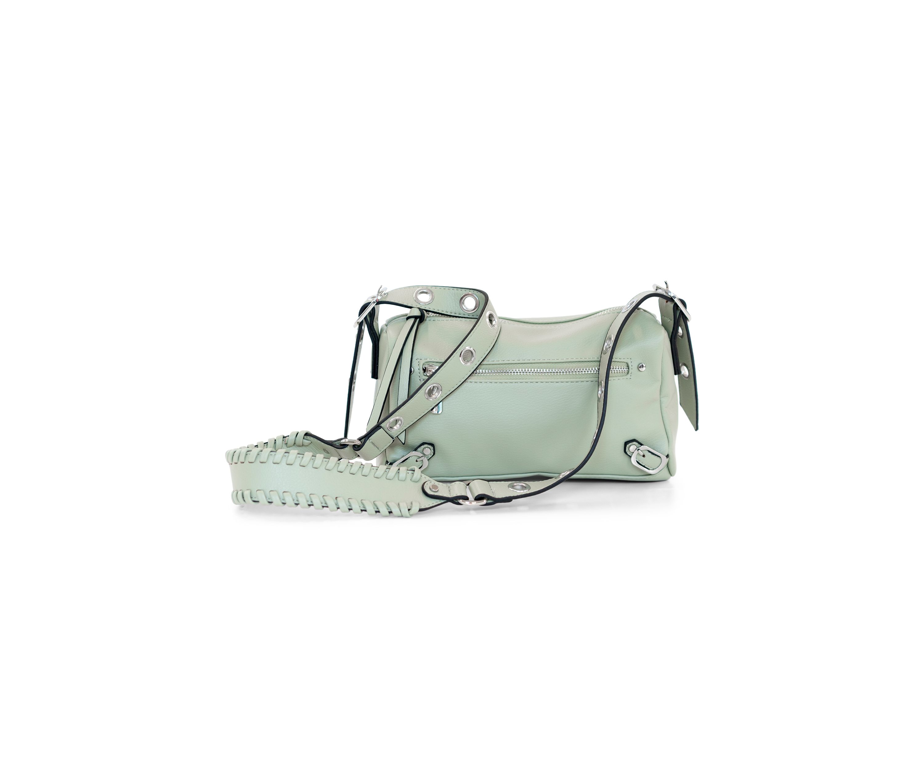 Boxy Shoulder Bag with Whipstitched Buckle Strap