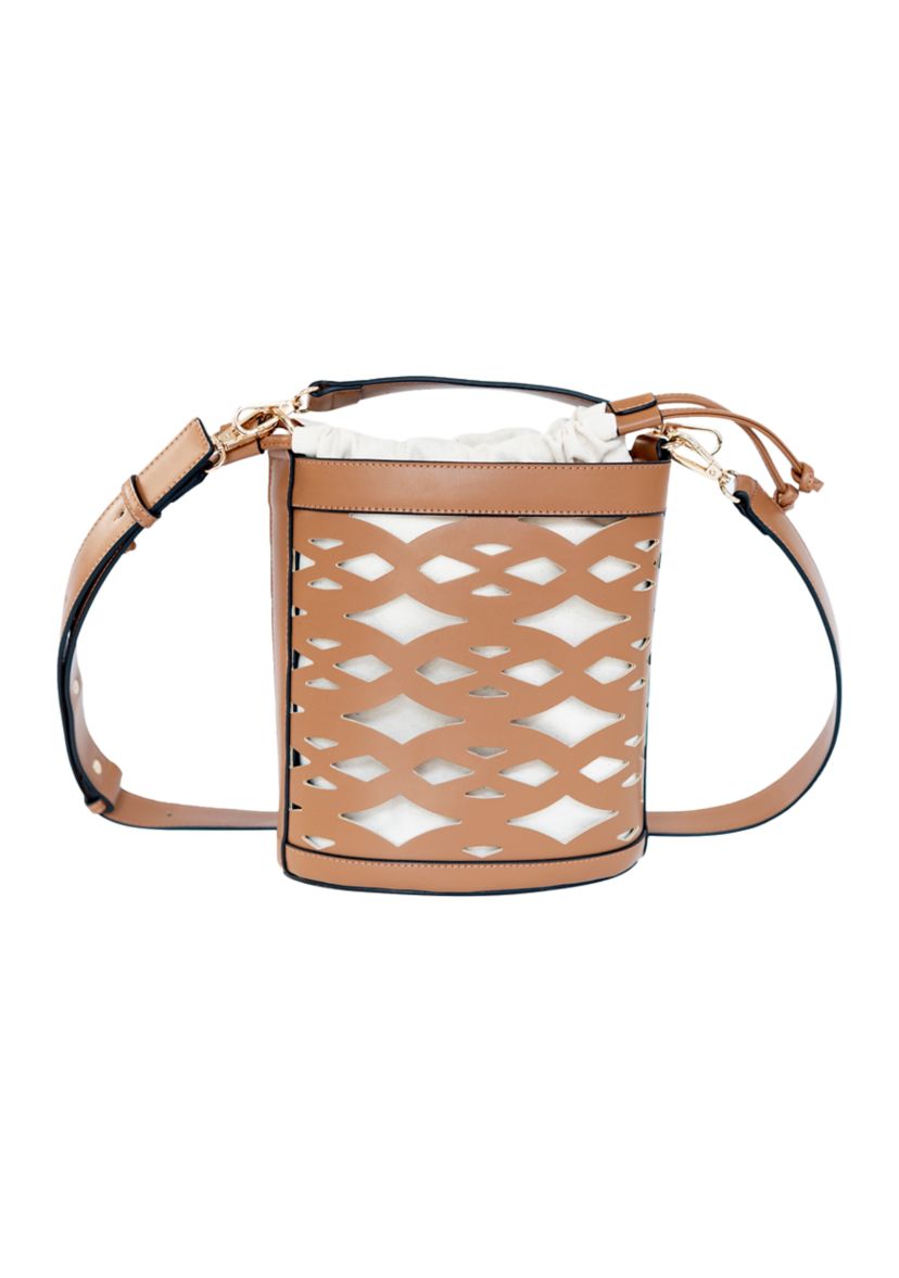 Laser Cut Bucket Crossbody Bag