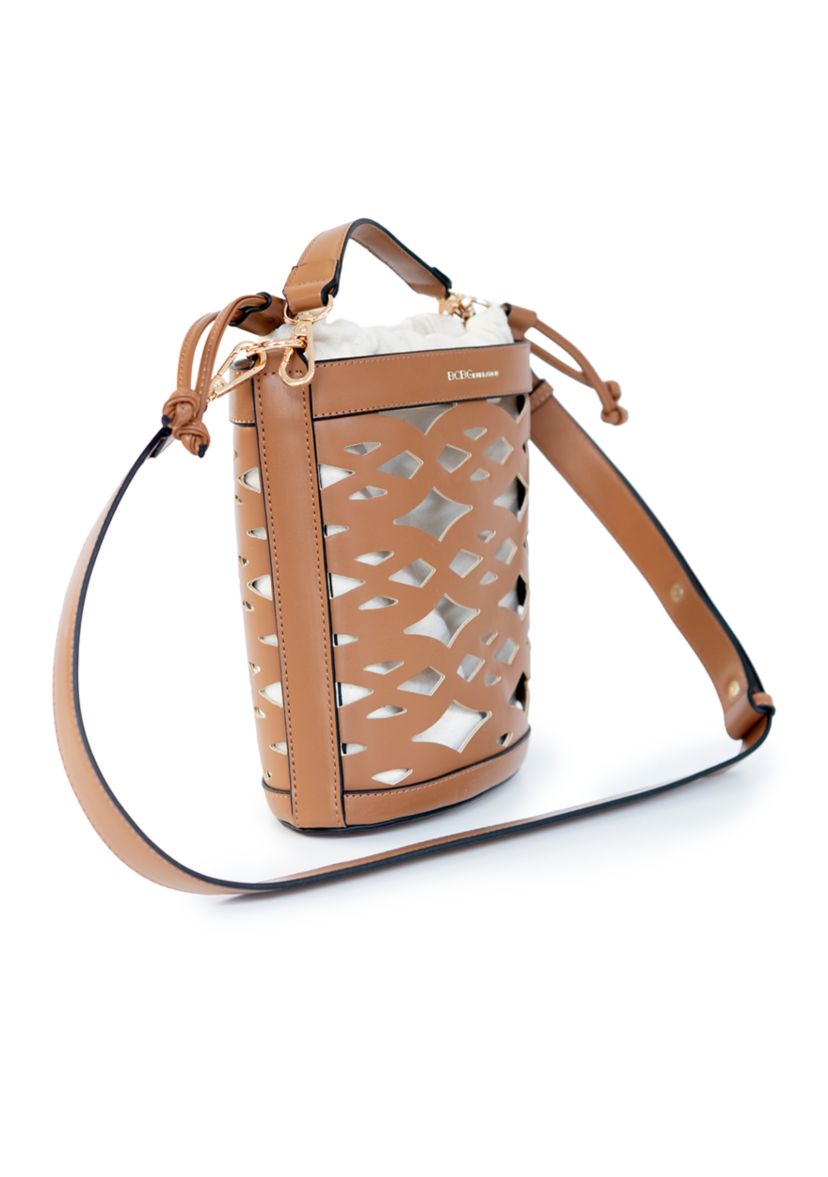 Laser Cut Bucket Crossbody Bag
