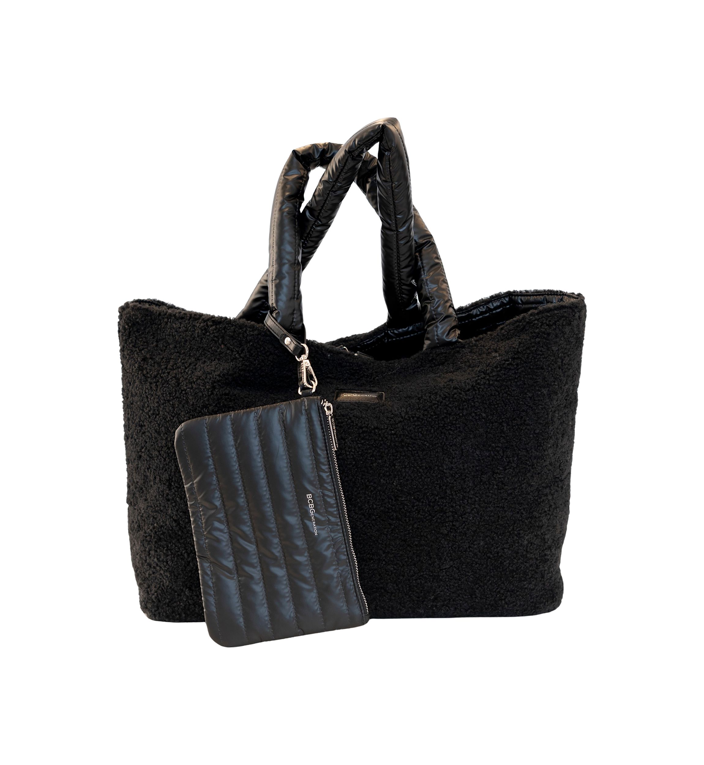 Reversible Sherpa Nylon Tote with Pouch