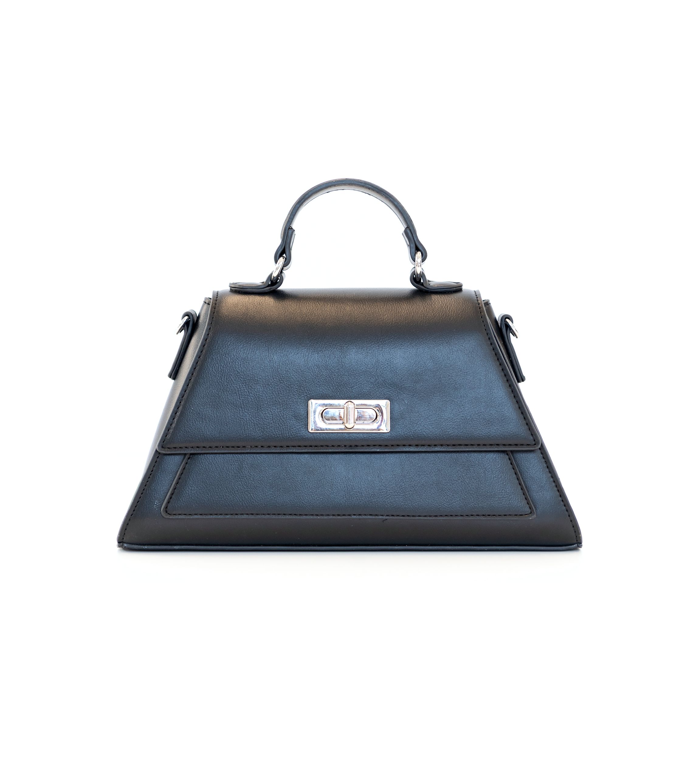 Angular Top Handle Turnlock Satchel