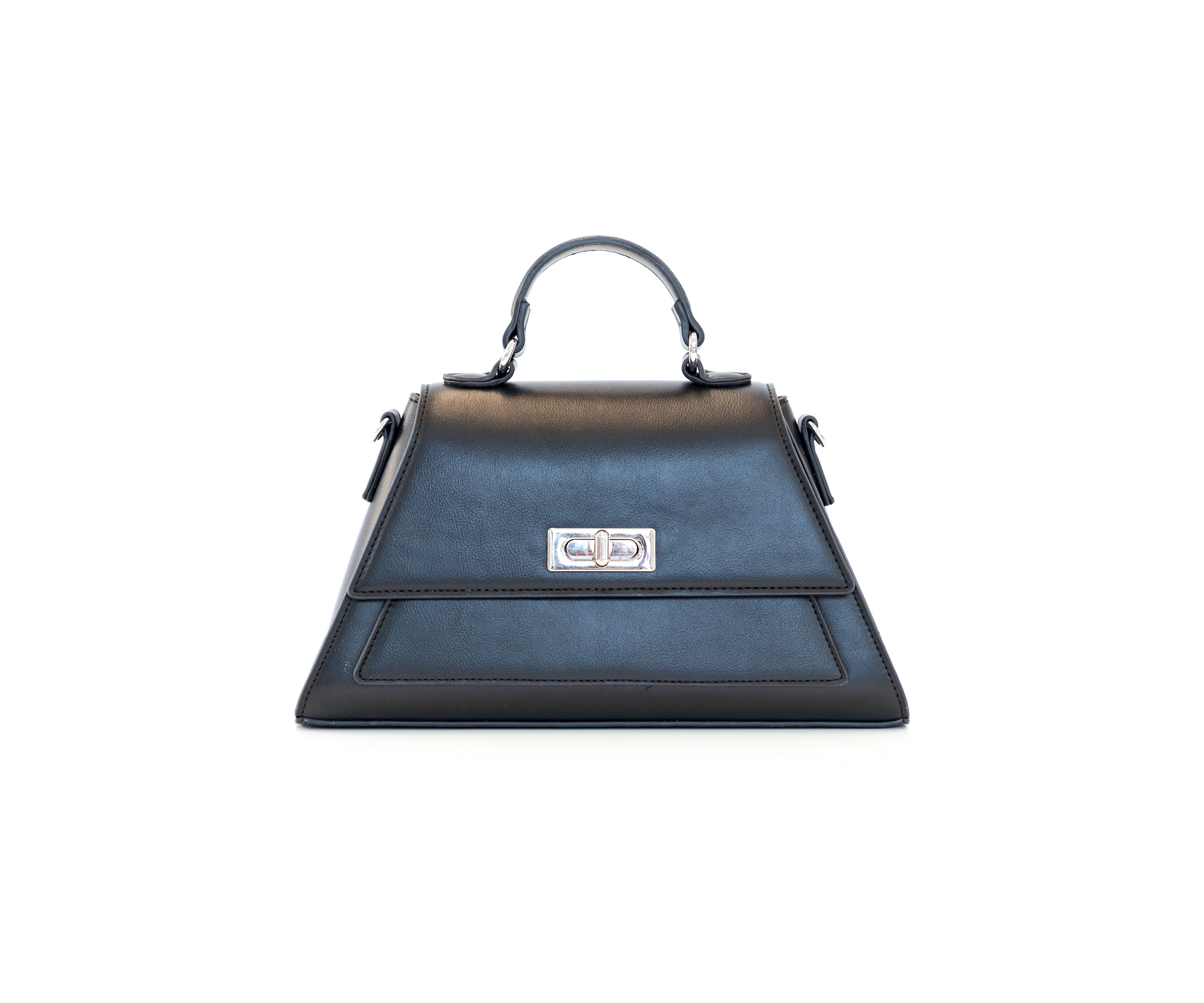 Angular Top Handle Turnlock Satchel
