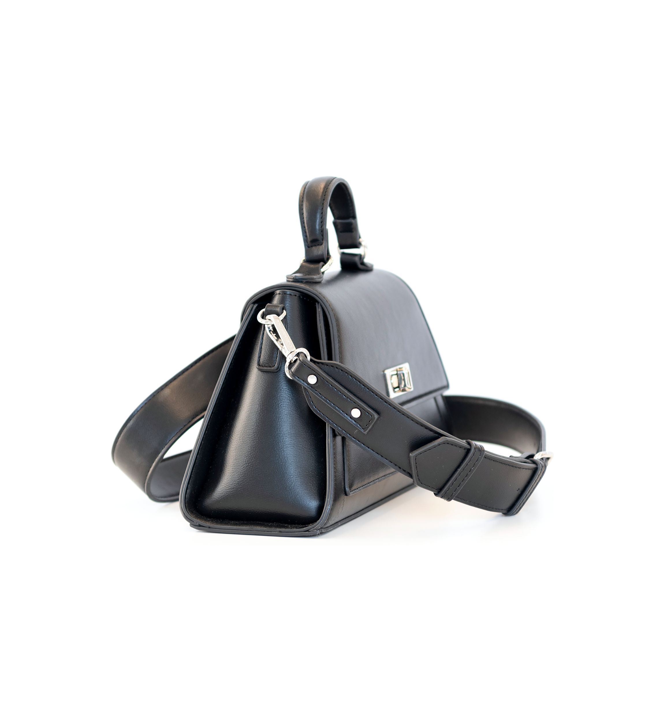 Angular Top Handle Turnlock Satchel