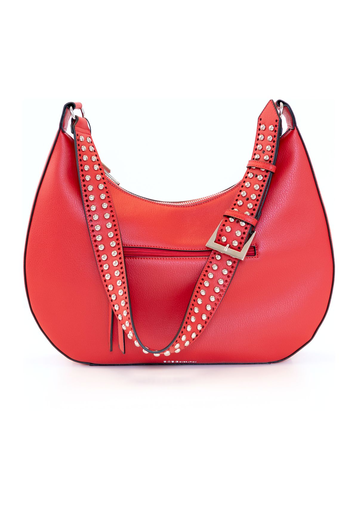 Studded Laser Cut Crescent Shaped Messenger Bag