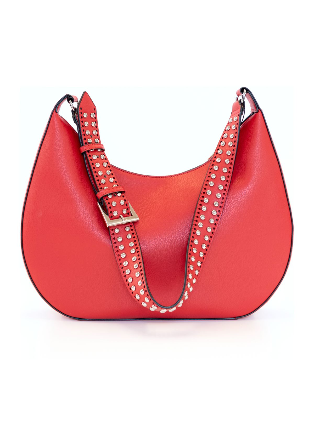 Studded Laser Cut Crescent Shaped Messenger Bag