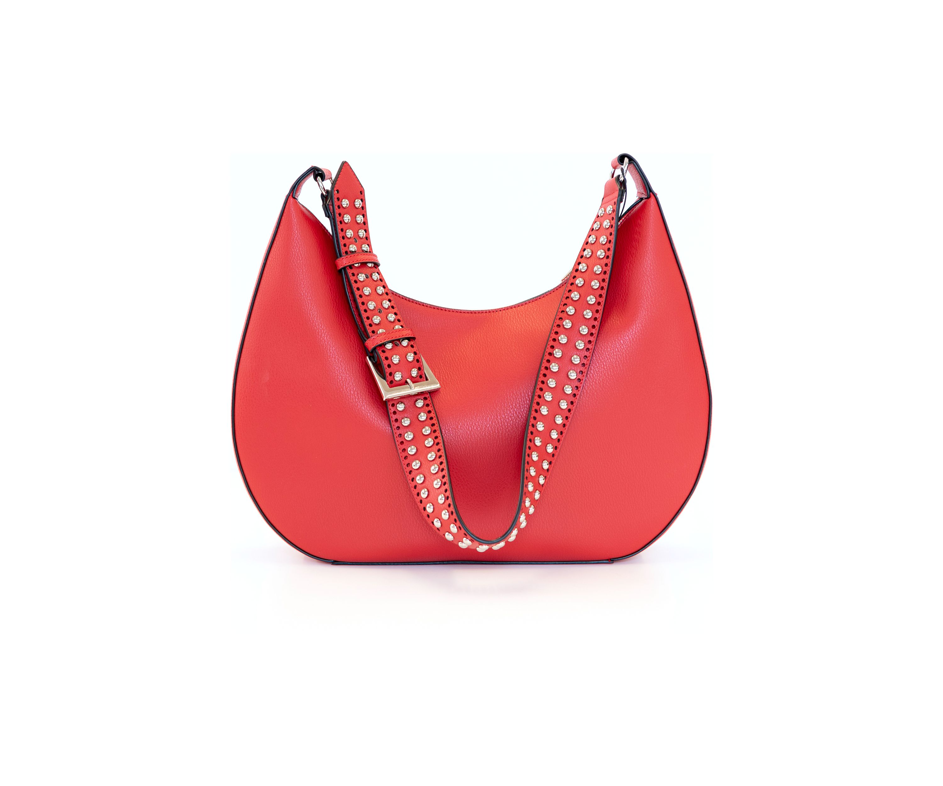 Studded Laser Cut Crescent Shaped Messenger Bag