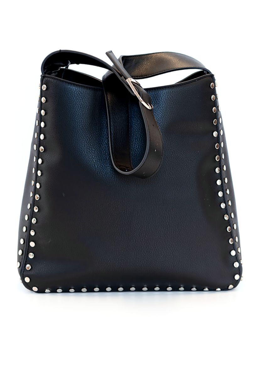 Studded Edge Hobo Bag with Card Holder
