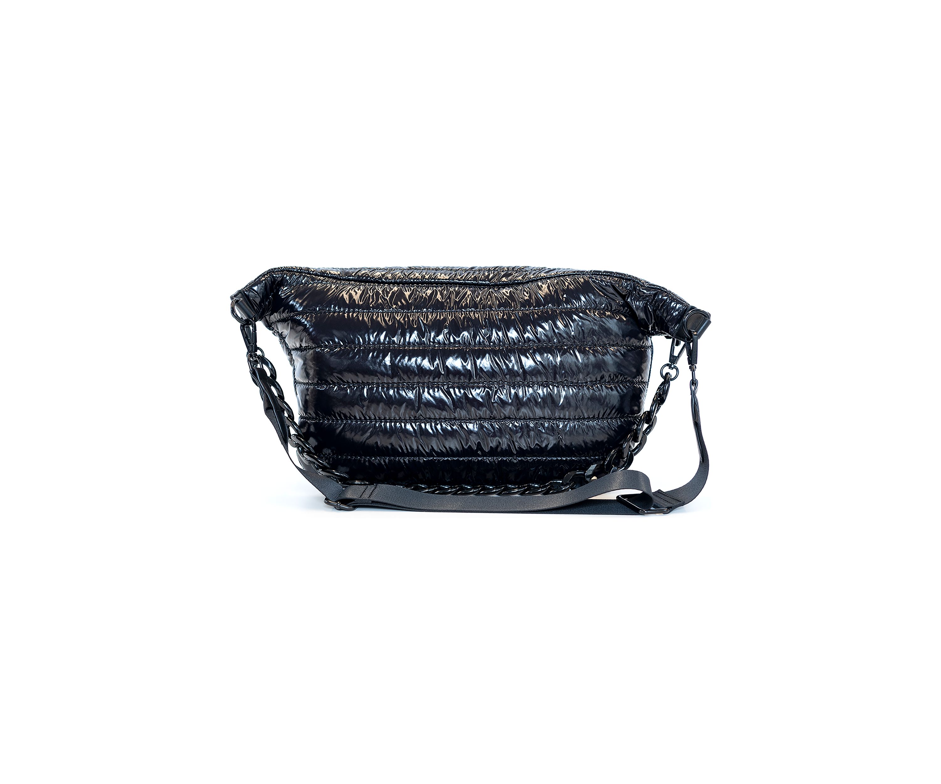 Channel Quilted Sling Crossbody Bag with Woven Chain