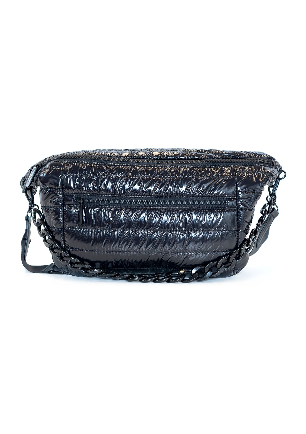 Channel Quilted Sling Crossbody Bag with Woven Chain