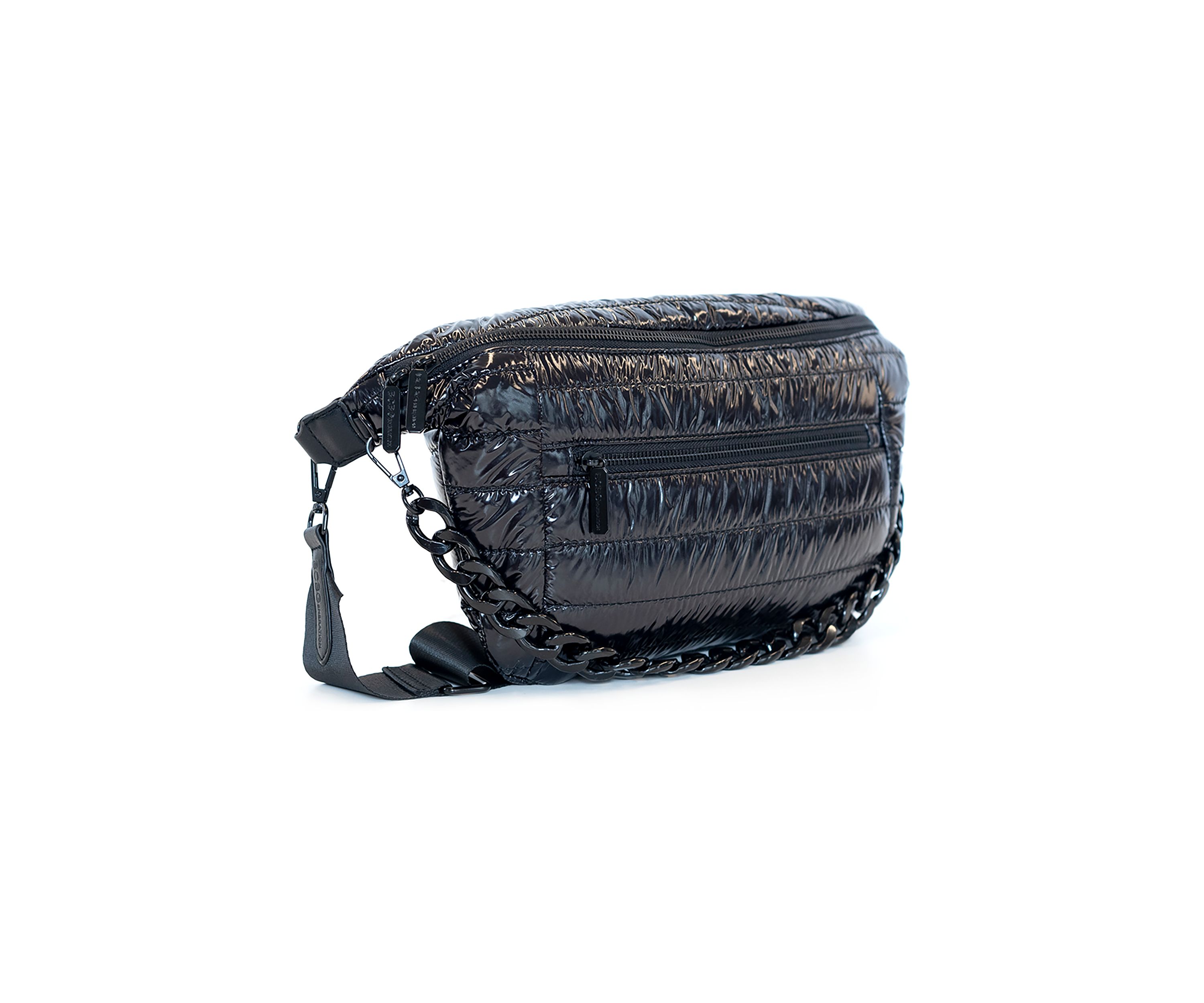 Channel Quilted Sling Crossbody Bag with Woven Chain