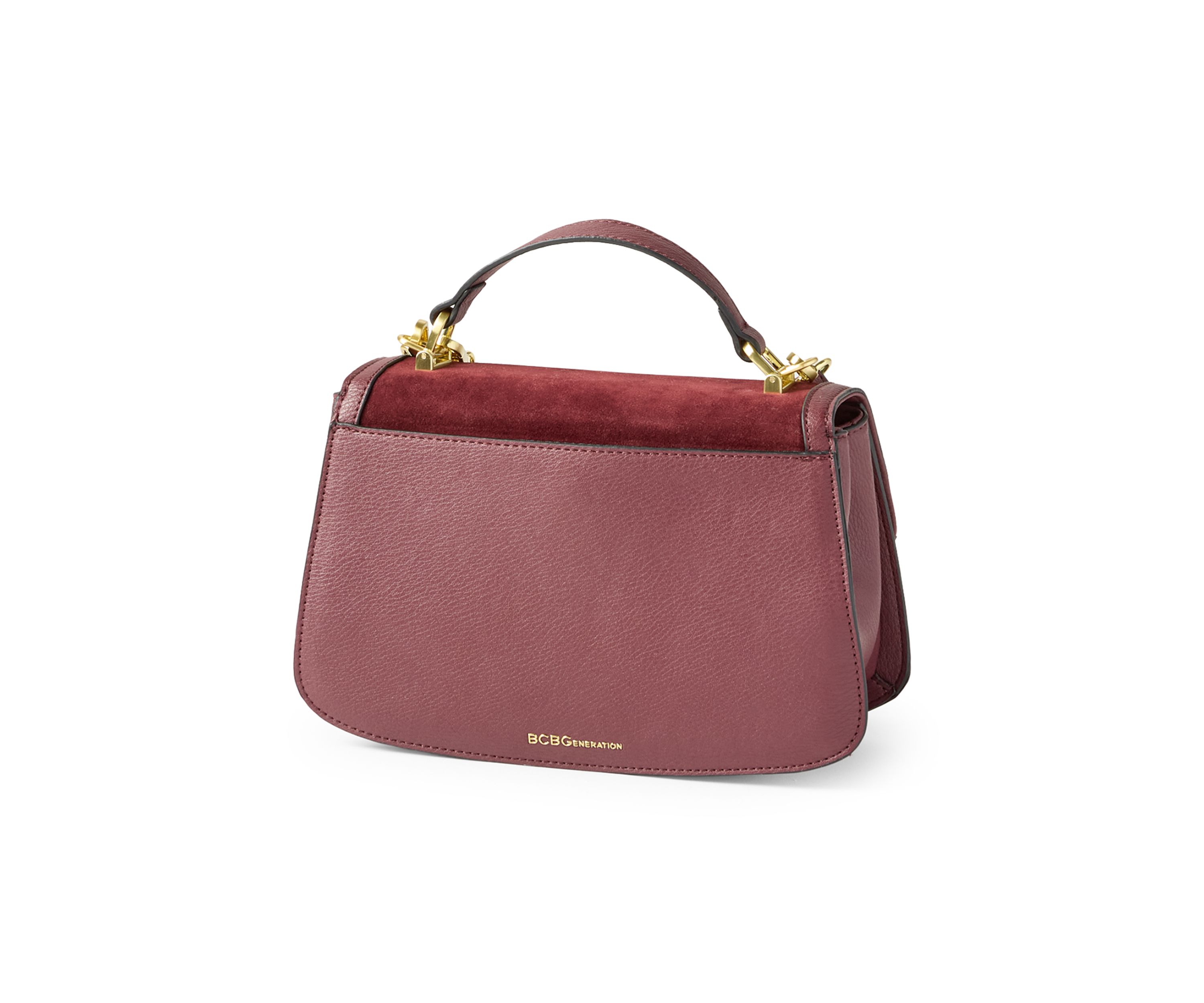 Turnlock Flap Top Handle Sueded Crossbody with Charm