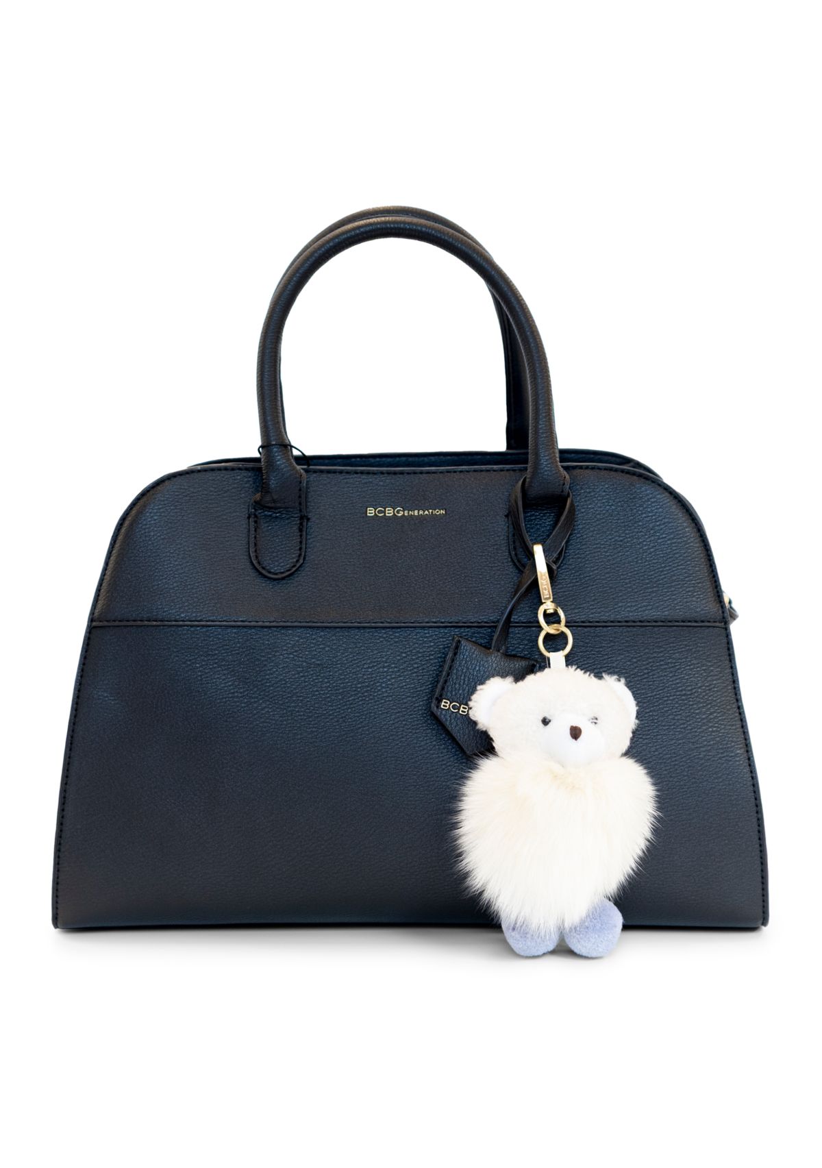 Structured Satchel with Bear Charm 