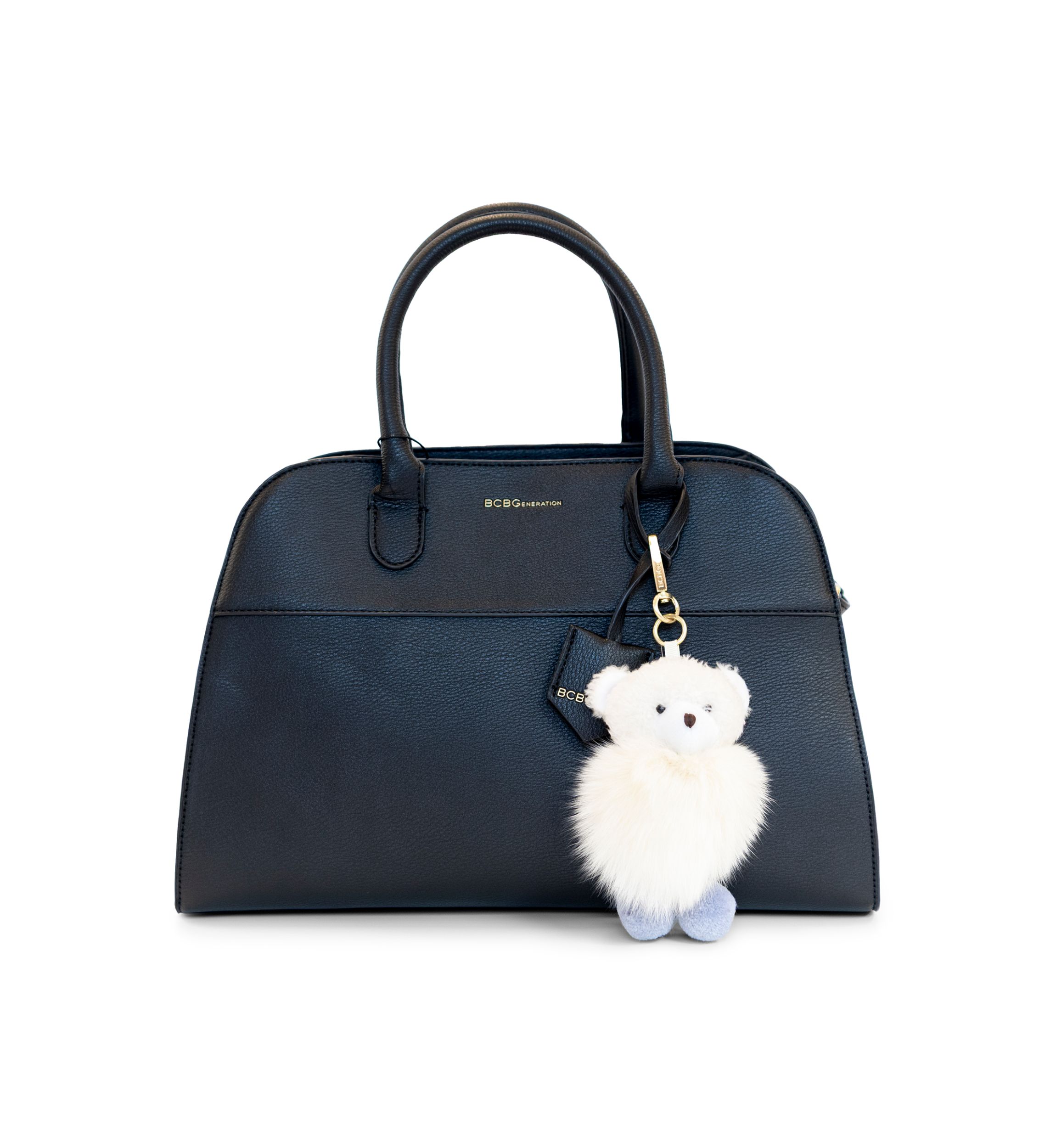 Structured Satchel with Bear Charm 